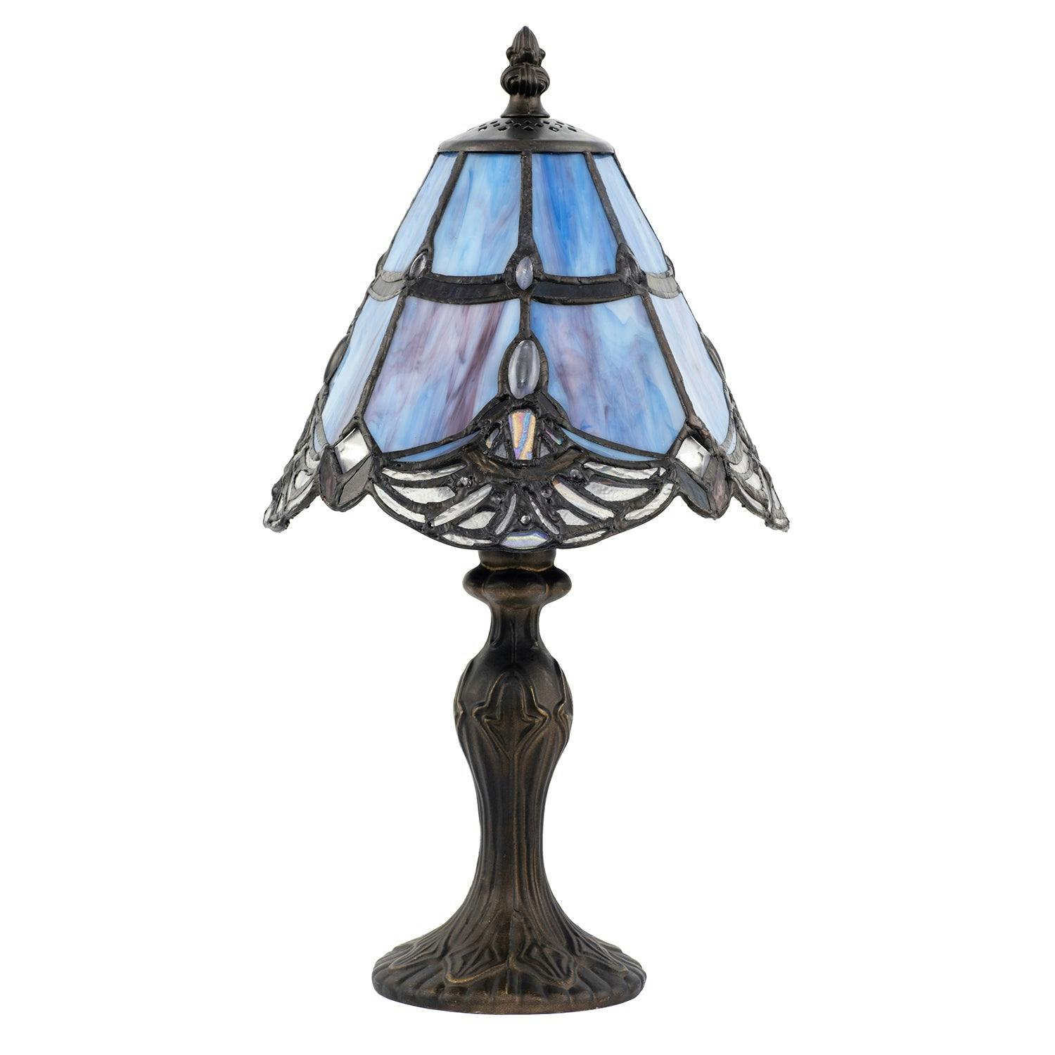 Happy Homewares Purple Quirky And Petite Stained Glass Tiffany Lamp With Clear Beads