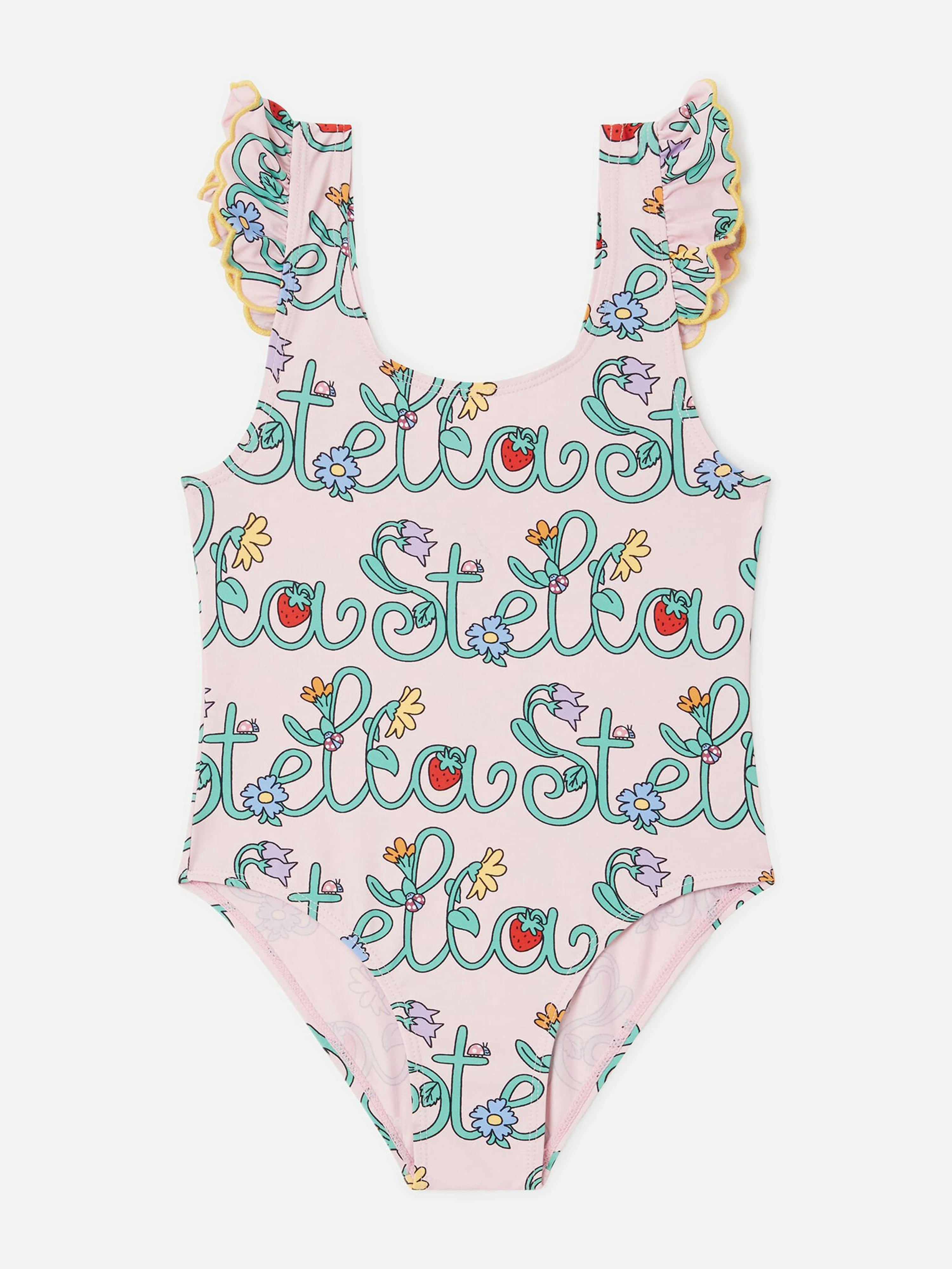 Stella Mccartney Kids Girls Pink Stella Mccartney Flower Logo Swimsuit In - 6 Yrs