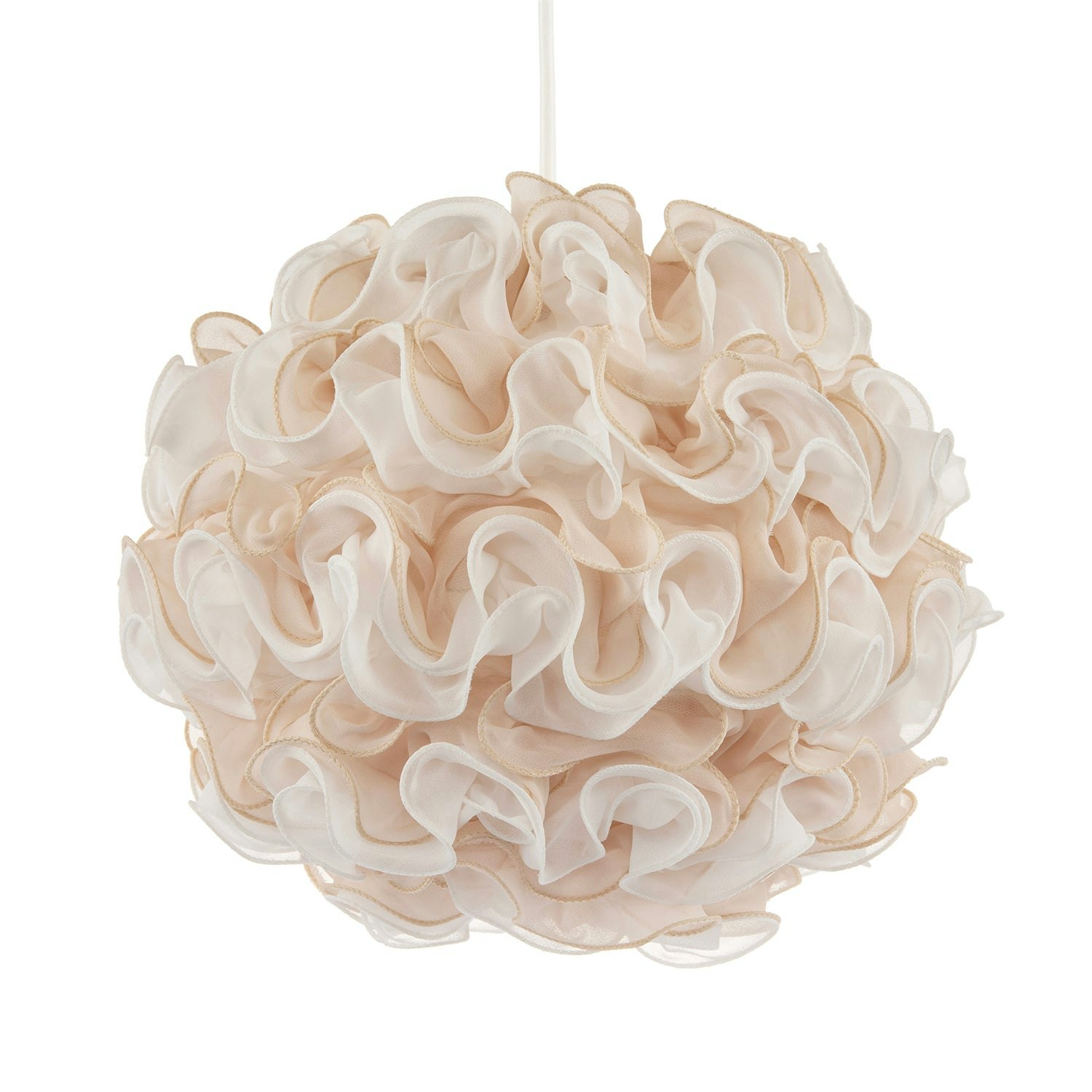 Happy Homewares White/Light Modern And Taupe Ribbon Velvet Fabric Round Pendant Shade
