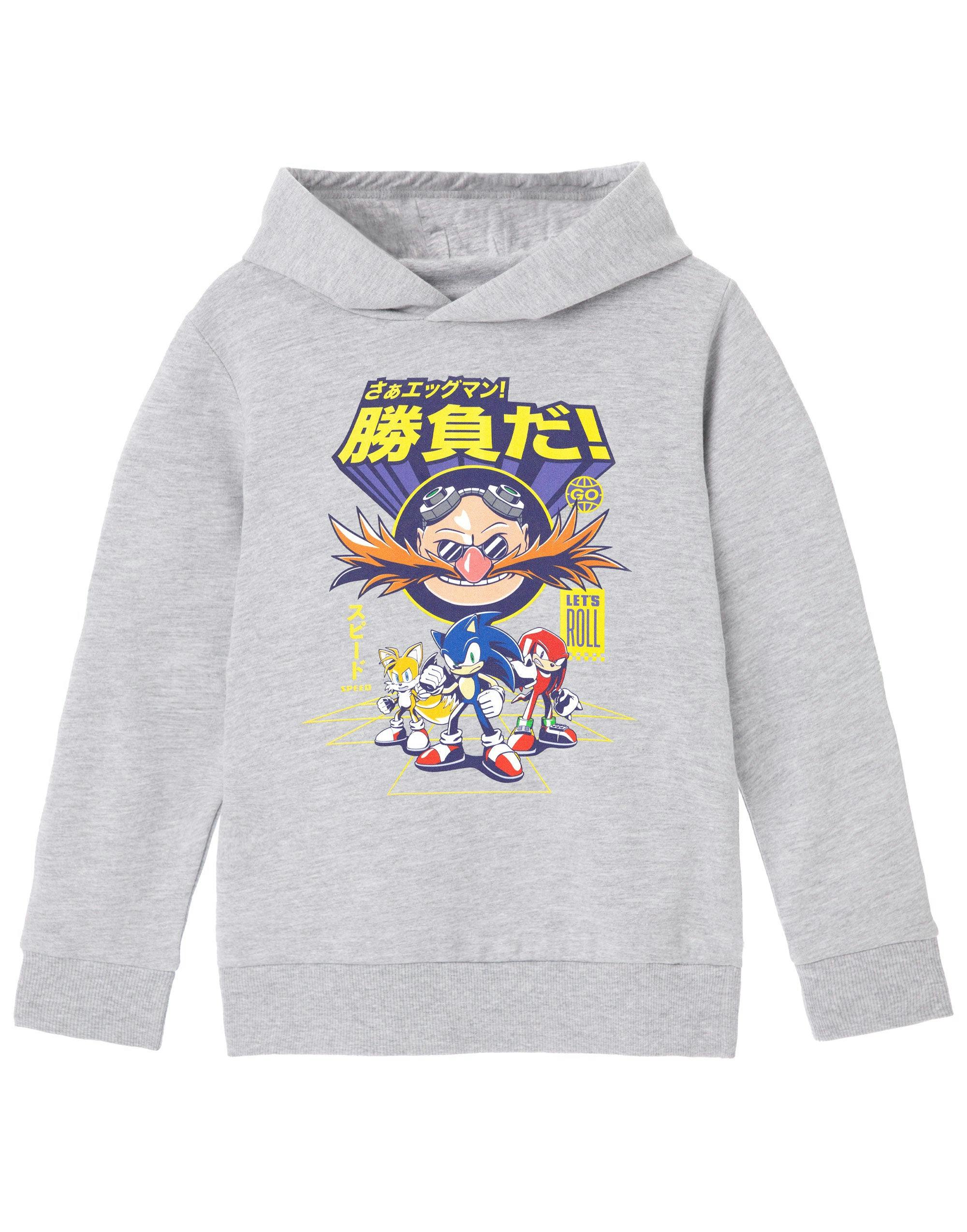 Vanilla Underground Boys Grey Sonic The Hedgehog Let's Roll Hoodie - 9-10 Years