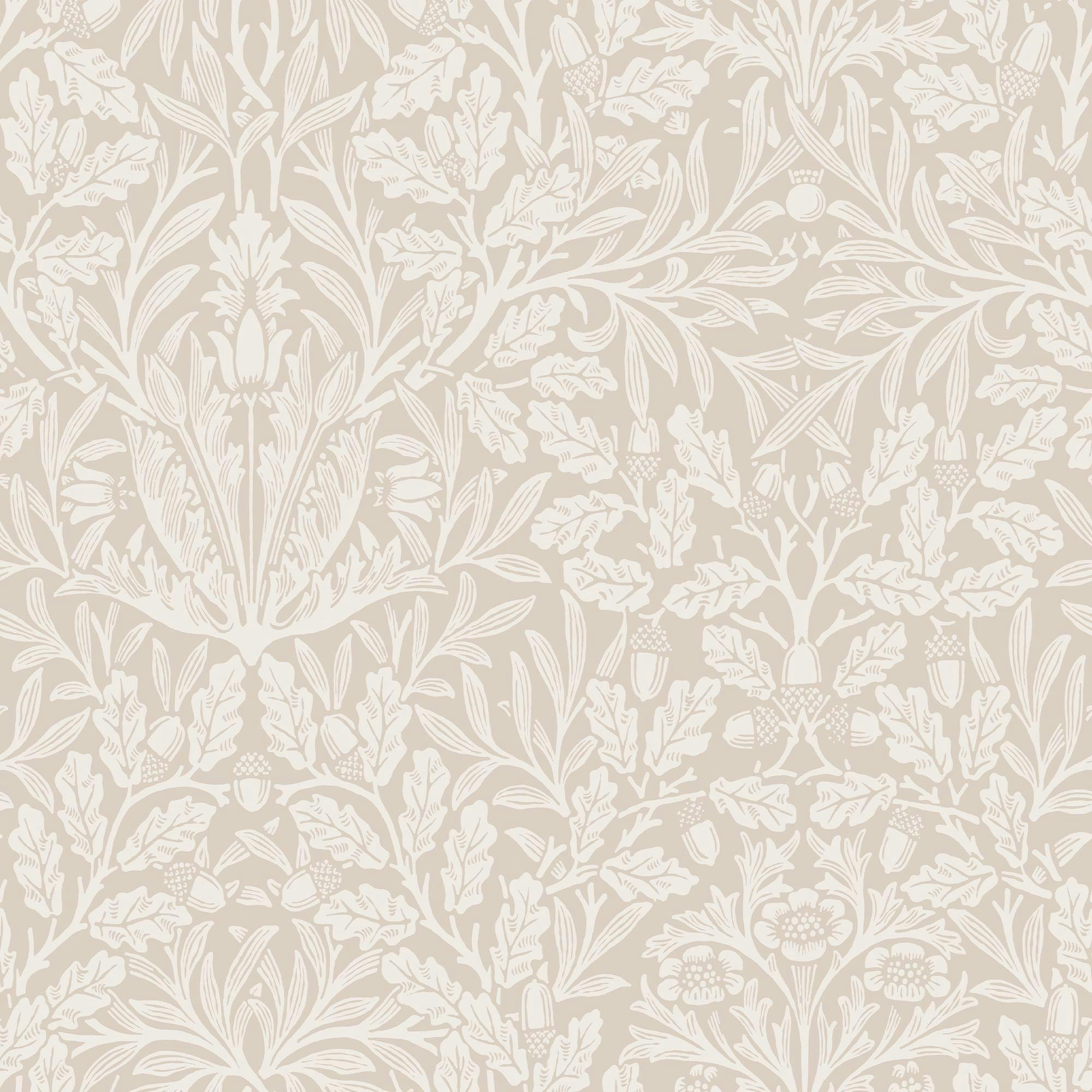 William Morris At Home Light/Cream/Beige Acorn Wallpaper | Hessian