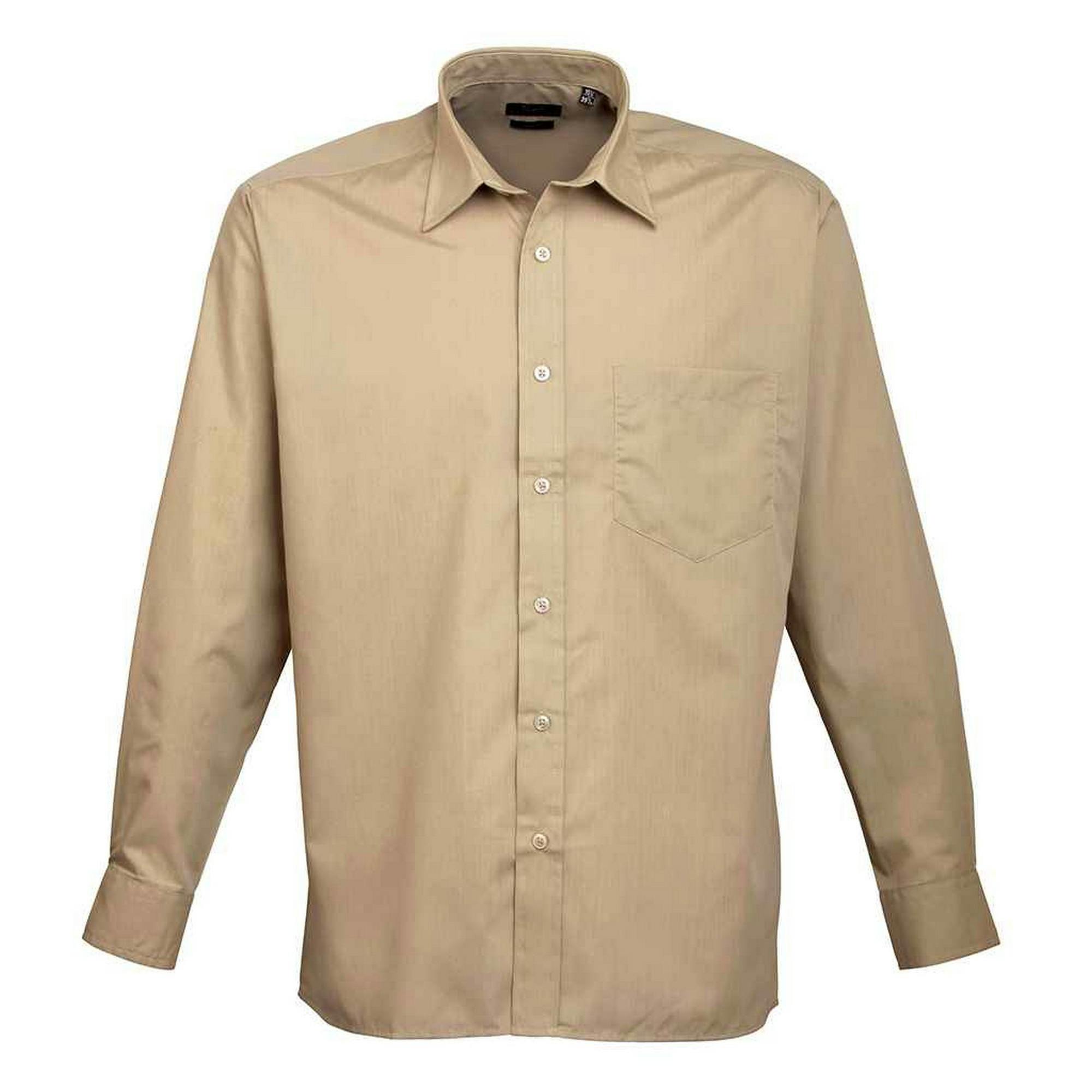 Joom Premier Men's Khaki Poplin Long-Sleeved Shirt Cm - Image 4