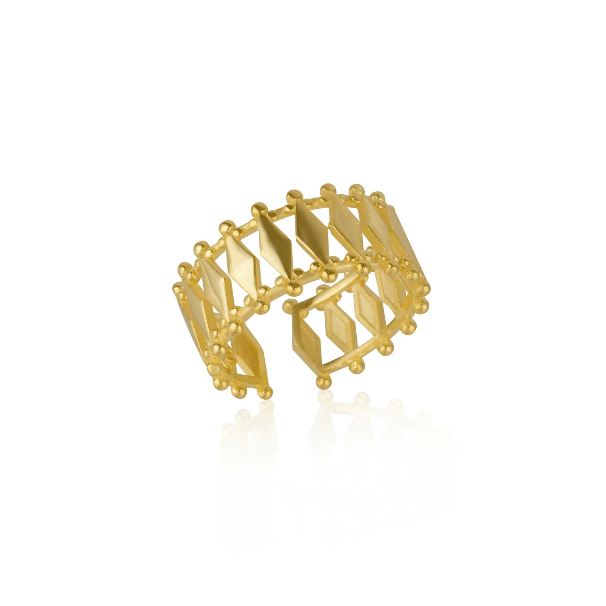Spero London Women's Silver/Gold Multiple Quad Bar Sterling Ring