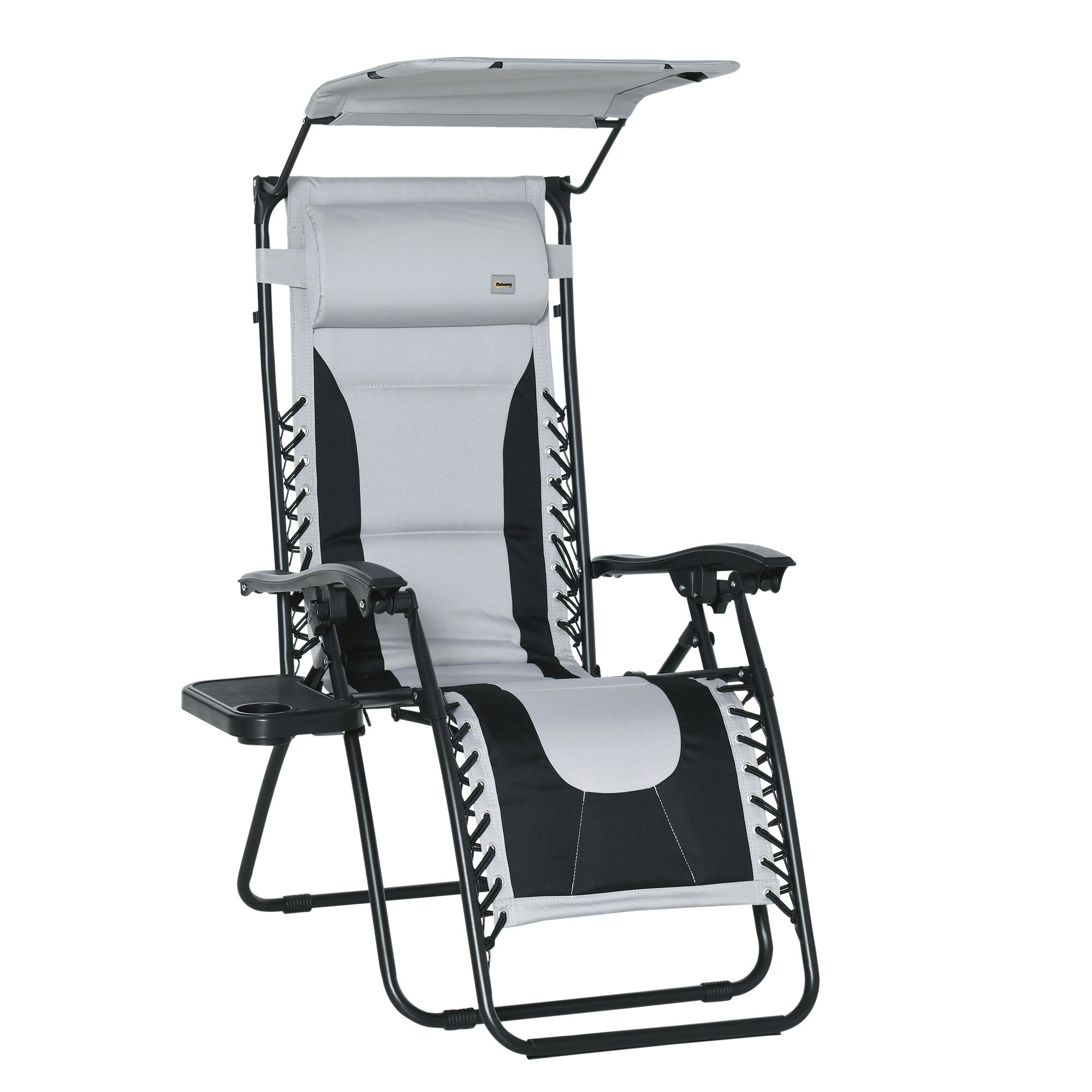 Rackhams Grey Zero Gravity Lounger Chair, Folding Camping Reclining Chair, - 1 89Cm X 65Cm X 113Cm