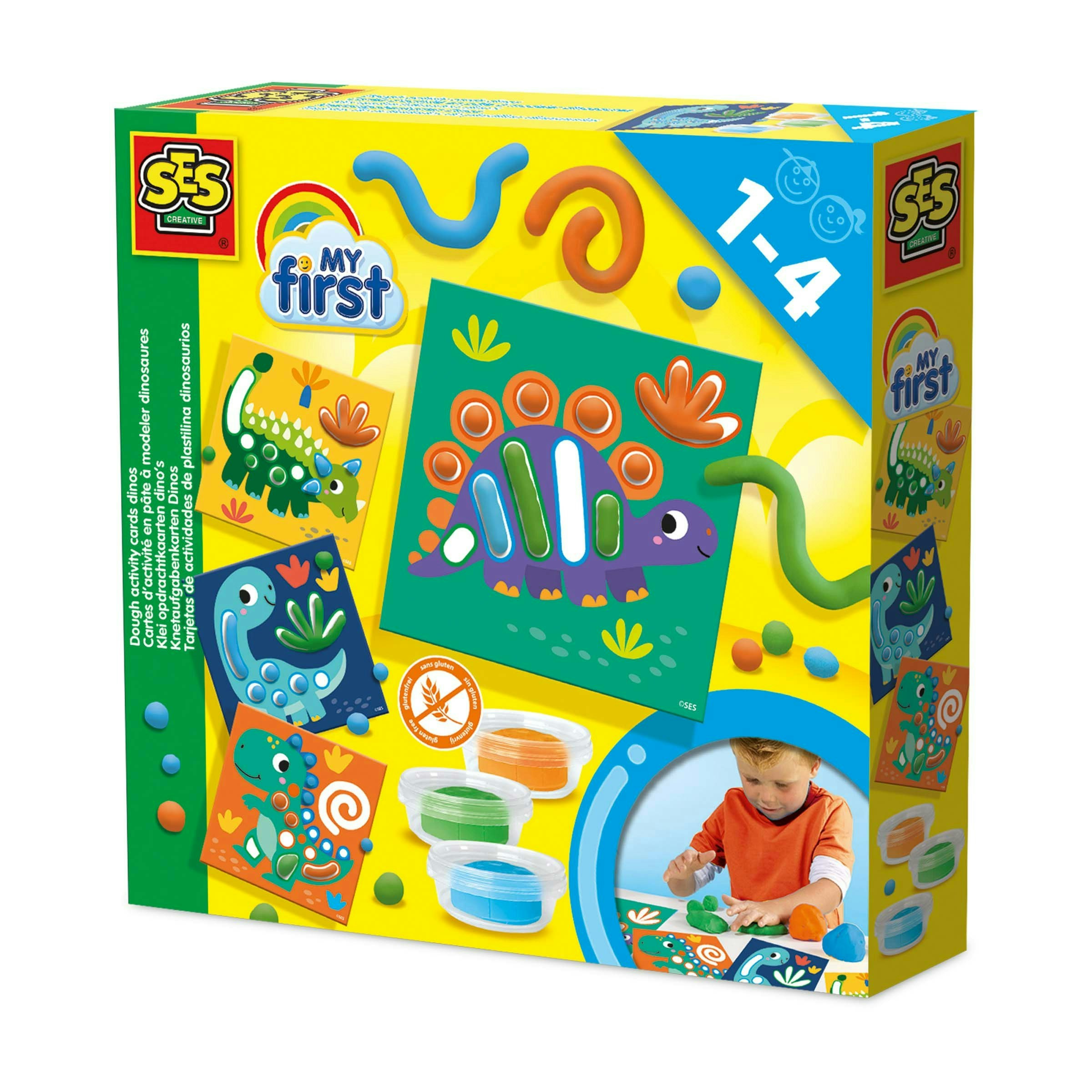 Ses Creative Blue/Orange/Green My First - Dough Activity Cards Dinos
