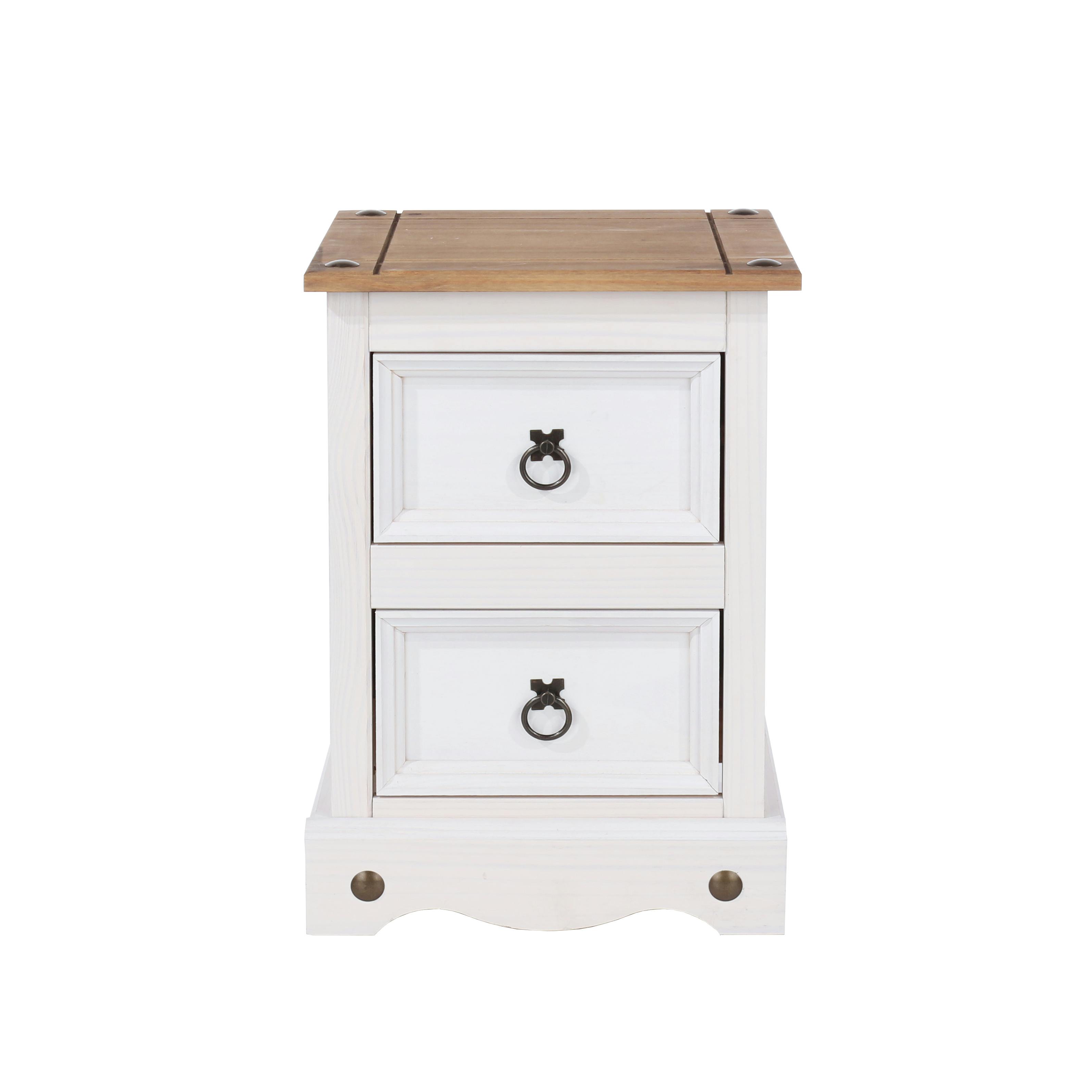 Core Products White Corona 2-Drawer Petite Bedside Cabinet - Wax