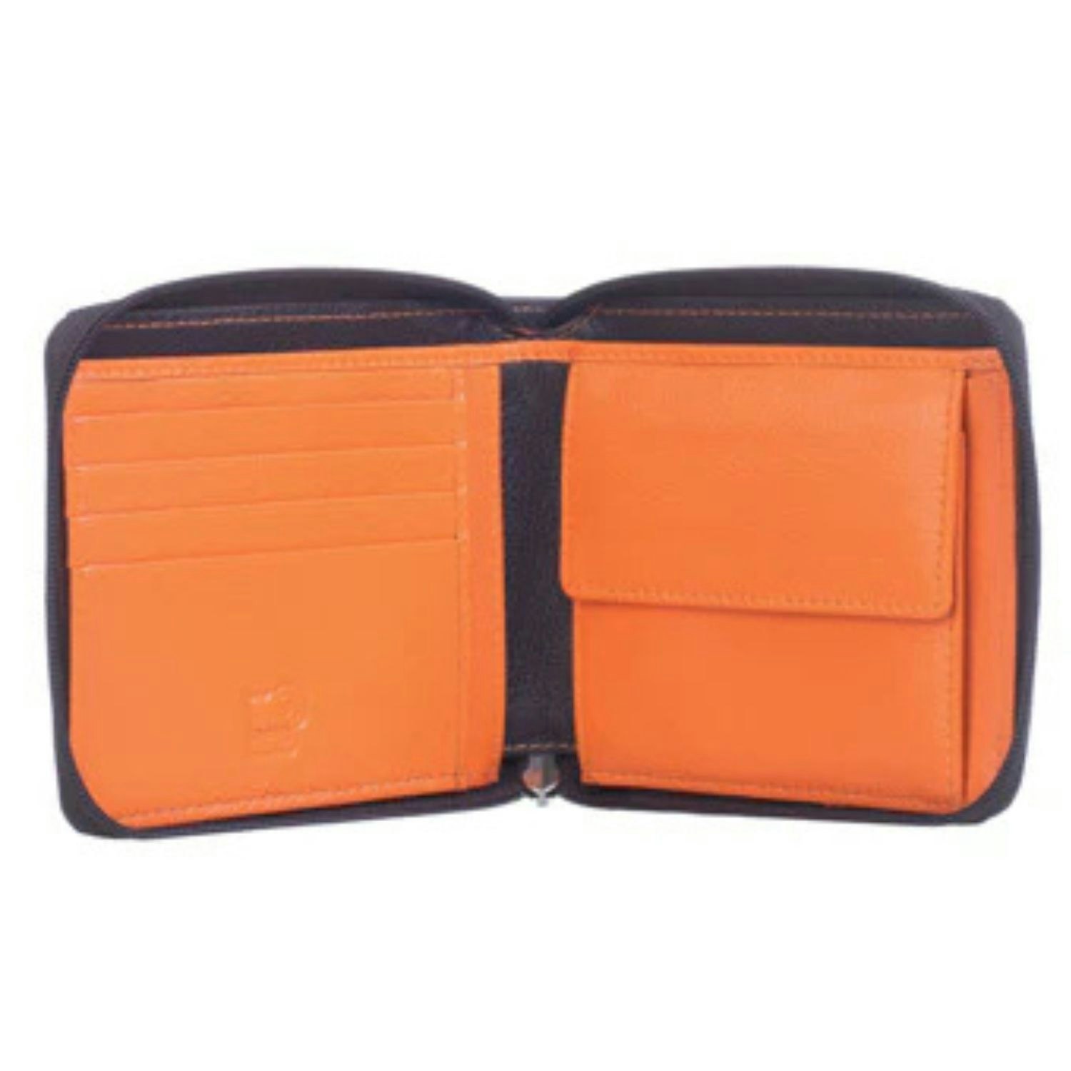 Mala Leather Men's Orange Hudson Zip Around Wallet – Rfid Protected Soft Leather With Coin Pocket