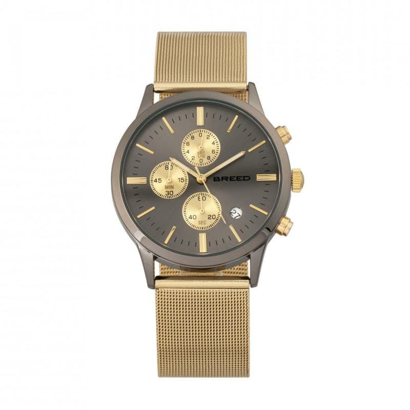 Breed Gold Espinosa Chronograph Mesh-Bracelet Watch W/ Date - /Gunmetal