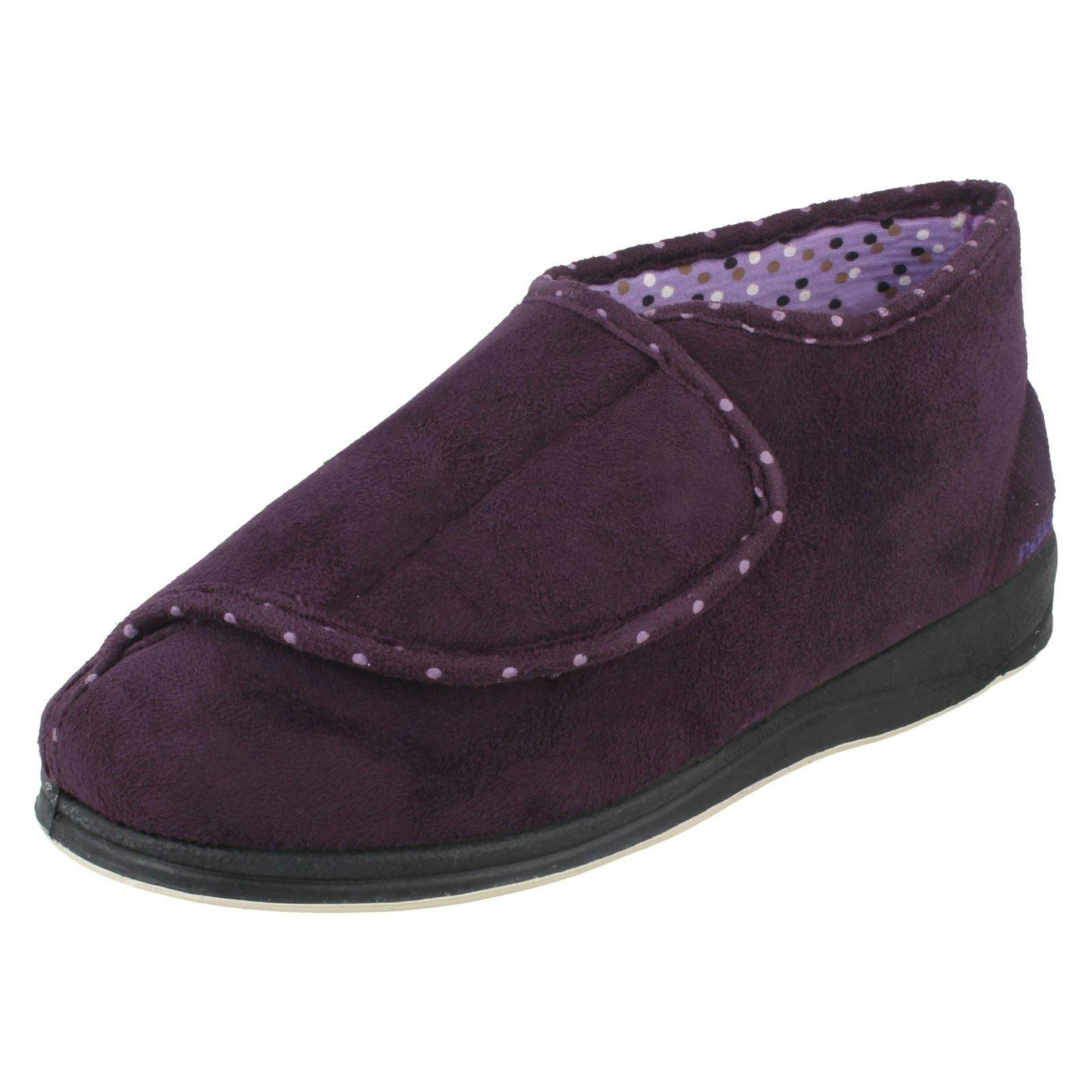 Padders Women's Purple Wide Fitting Boot Style Slippers Cherish - Uk 8