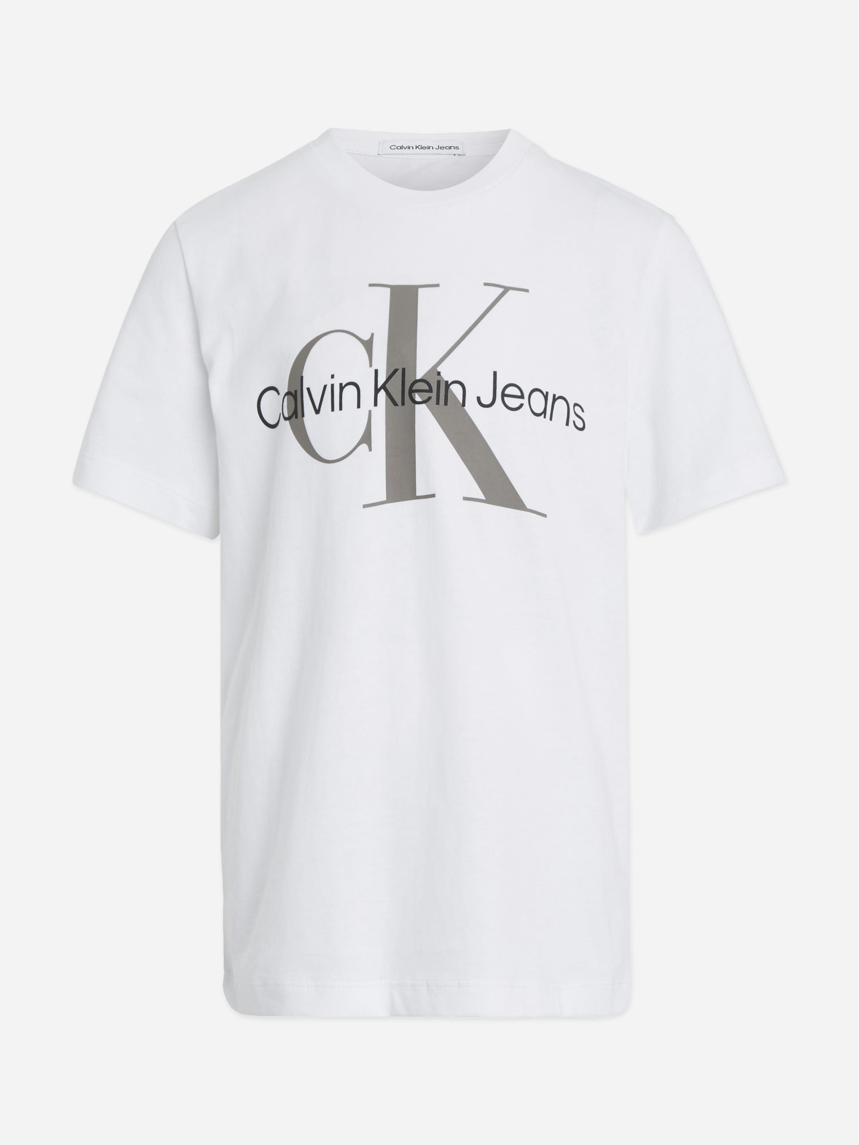 Calvin Klein White Kids Monogram Logo T-Shirt In - 14 Yrs