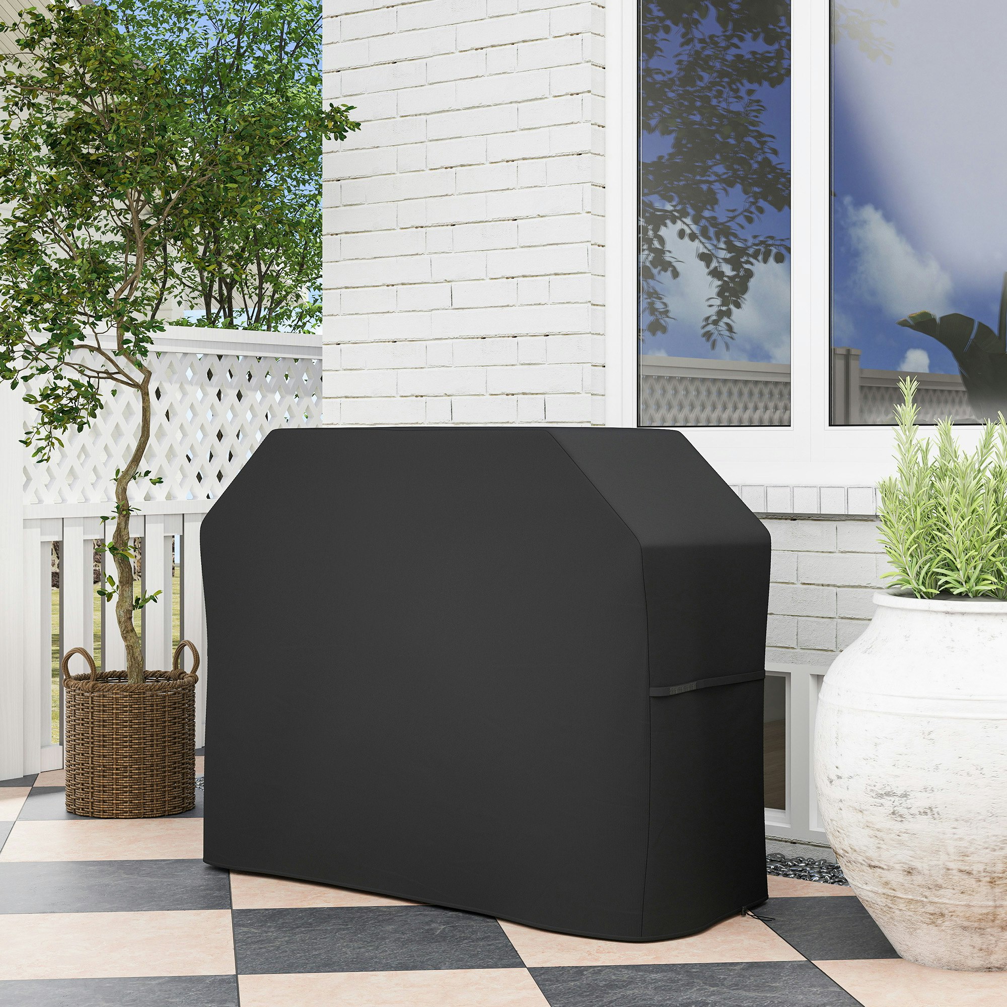 Rackhams Black Barbecue Covers, Waterproof Uv Protection Rip-Proof, 147 X 61 X 120Cm - 147L X 61W X 120Hcm - Oxford Cloth