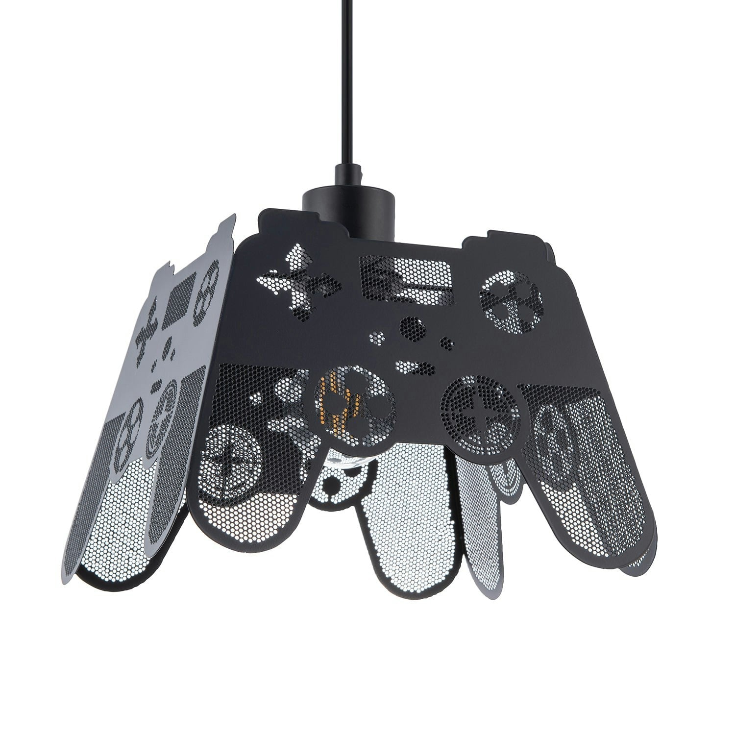 Rackhams Black Modern Matte Game Controller Pendant Shade With Laser Cut Holes