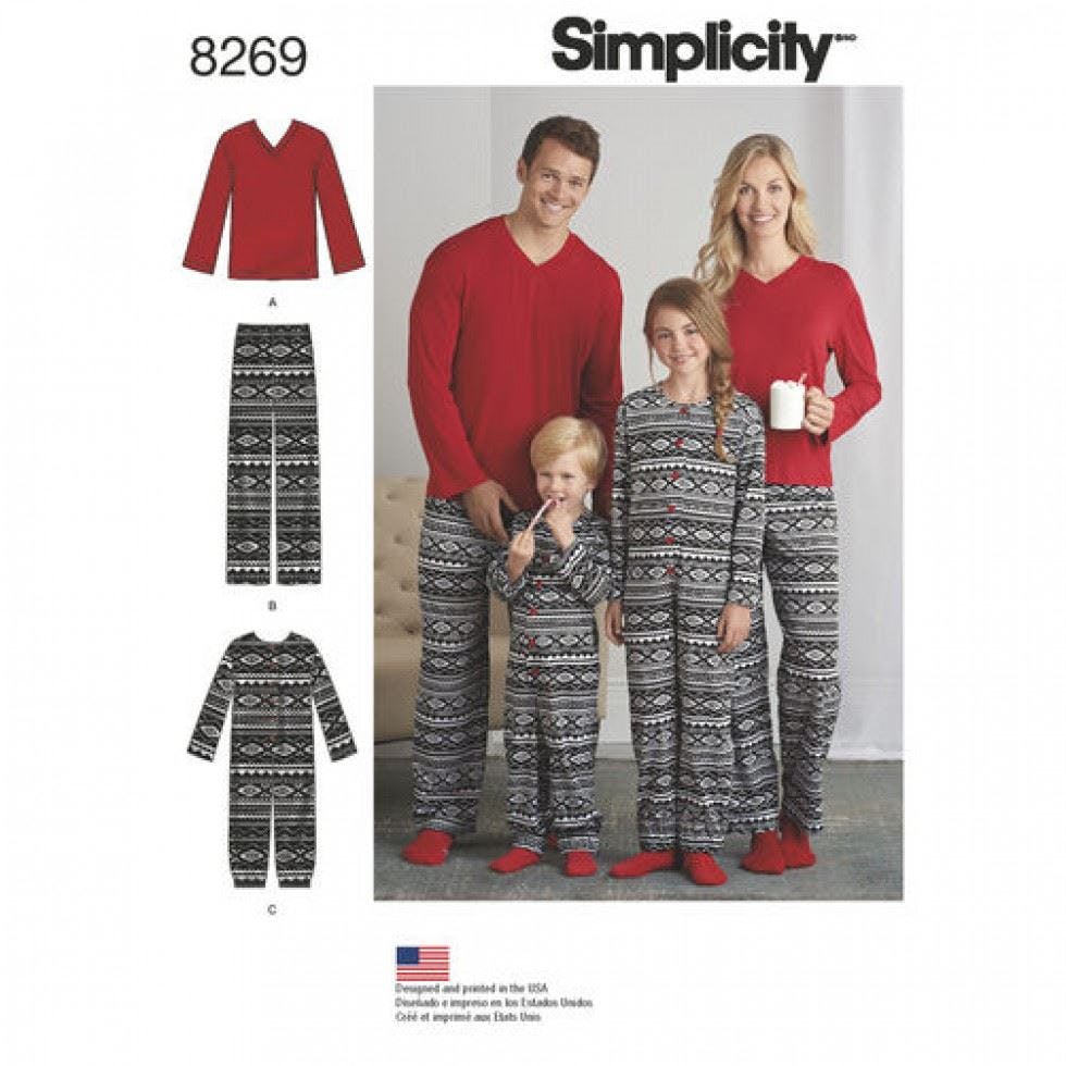 Simplicity Boys Sewing Pattern 8269, Onesies, Trousers, Pyjamas, Tops For Kids, Men, Teenagers, Women, A (Xs - L / Xs - Xl) - Intermediate - A (Xs - L / Xs - Xl)