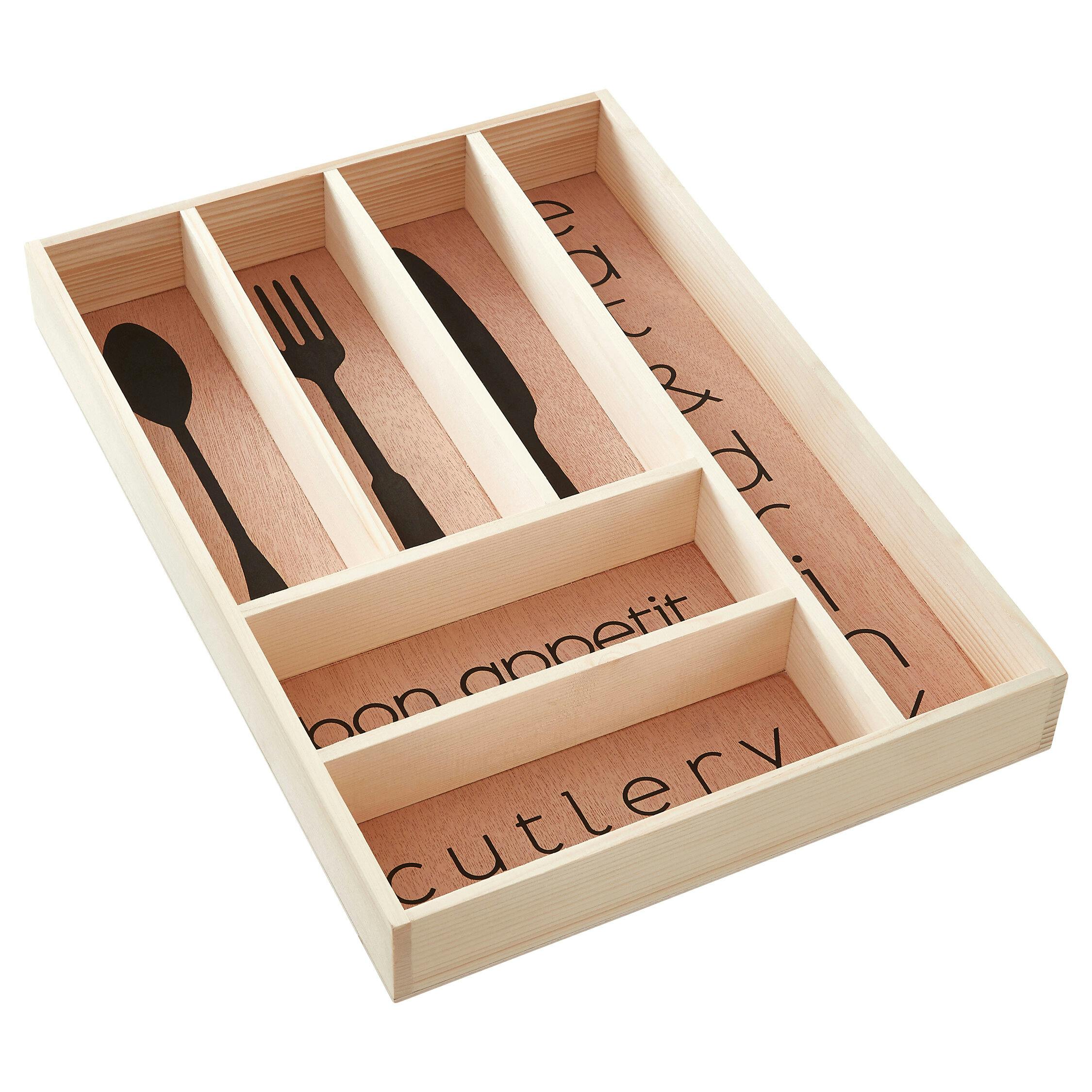 Essentials By Premier Bessan Wooden Modern Design Cutlery Tray