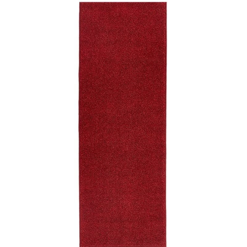 Hanse Home Red Modern Plain Velour Rug - 80X300 Cm