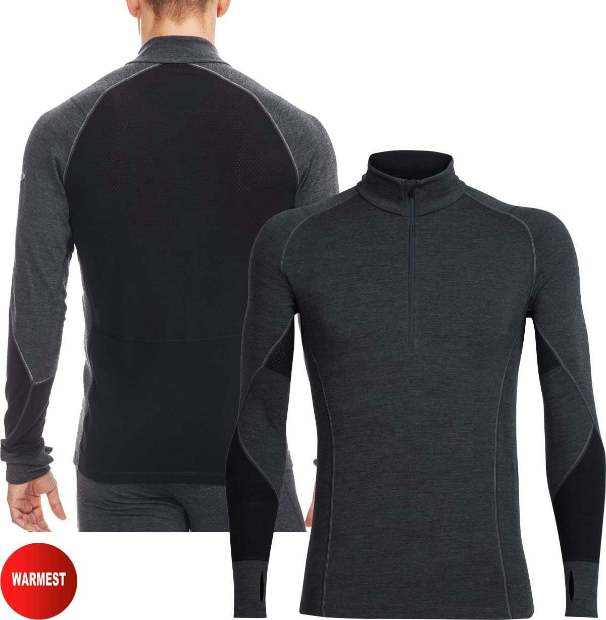 Icebreaker Men's Grey/Black Zoneknit 260 Half Zip {Ic-0A56hf} - Jet Heather - Large