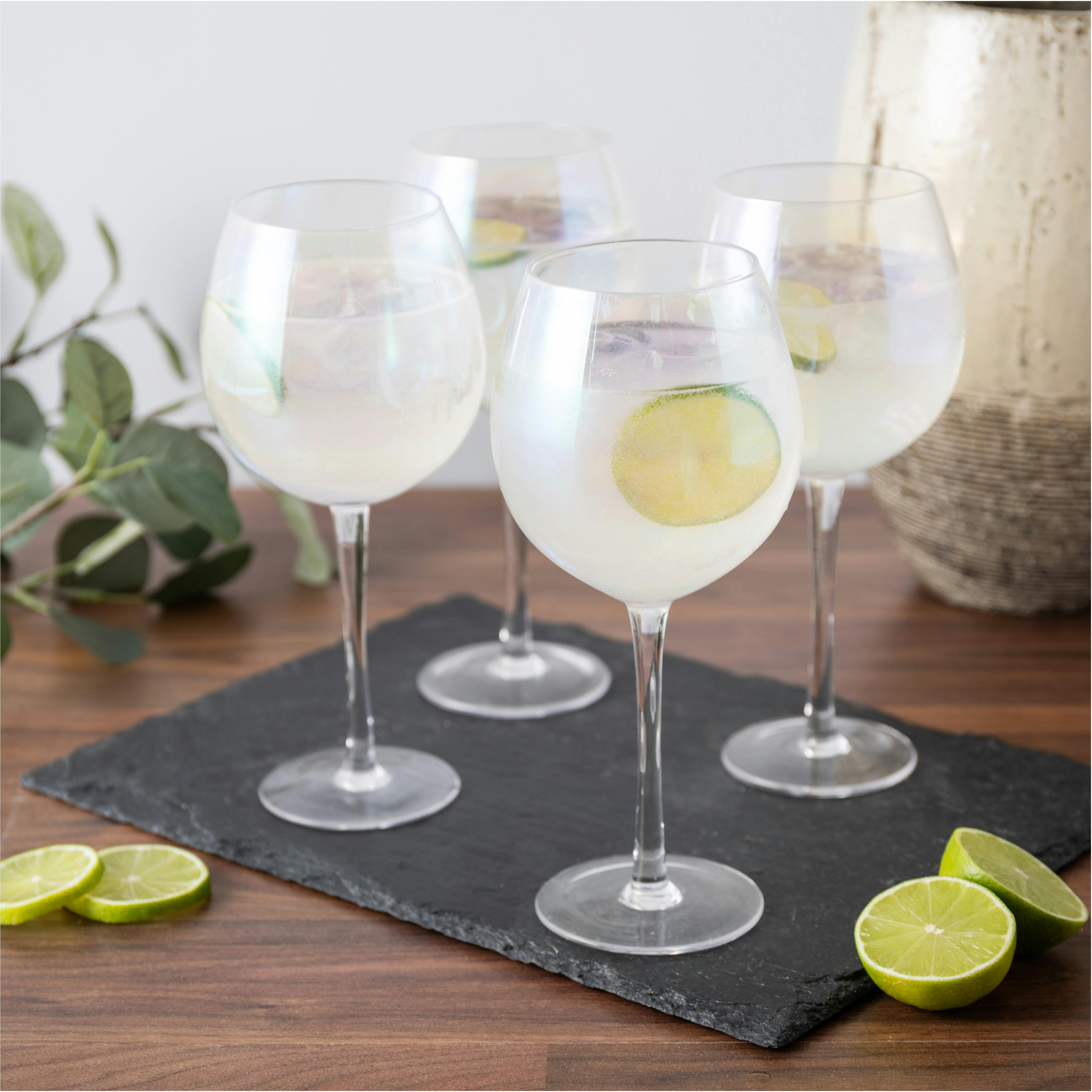 Barcraft Light Iridescent Gin Glass Set, Set Of 4 Balloon Glasses, Elegant Drinkware, 500Ml - Clear - Glass - Gin Glasses
