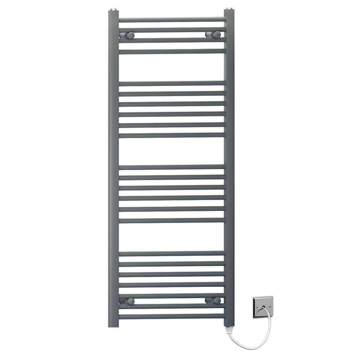 Myhomeware Anthracite/Grey 600 X 1200Mm Flat Electric Pre-Filled Heated Towel Rail Radiator For Bathroom Designer Standard Element