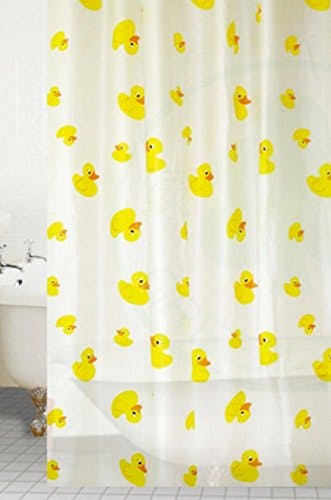 Kav Yellow Pack Of 2 Peva Duck Shower Curtains With Rings Ideal For Kids