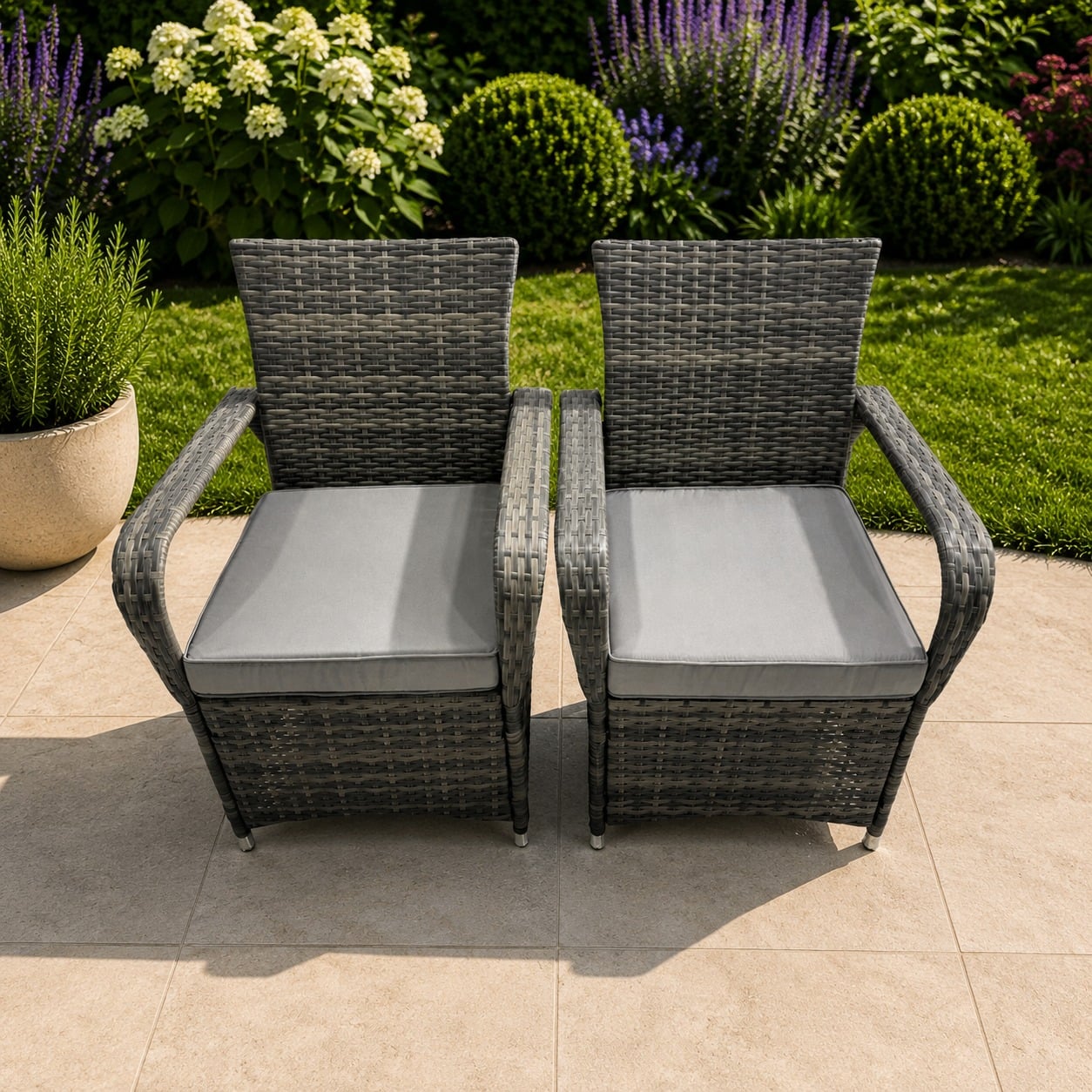 Rackhams Grey 2 X Rattan Garden Dining Chairs