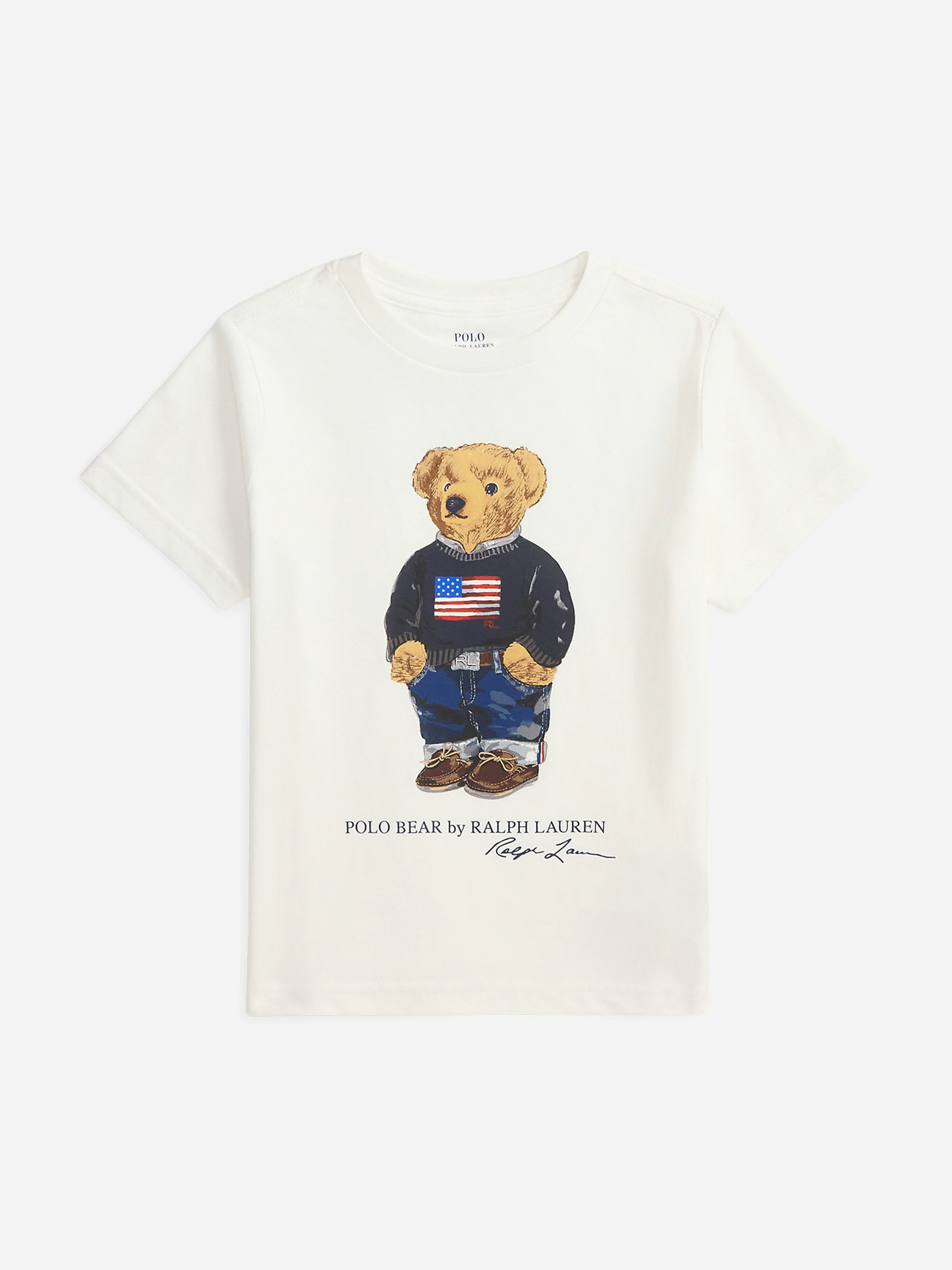 Ralph Lauren Kids Boys White Polo Bear T-Shirt In - 7 Yrs
