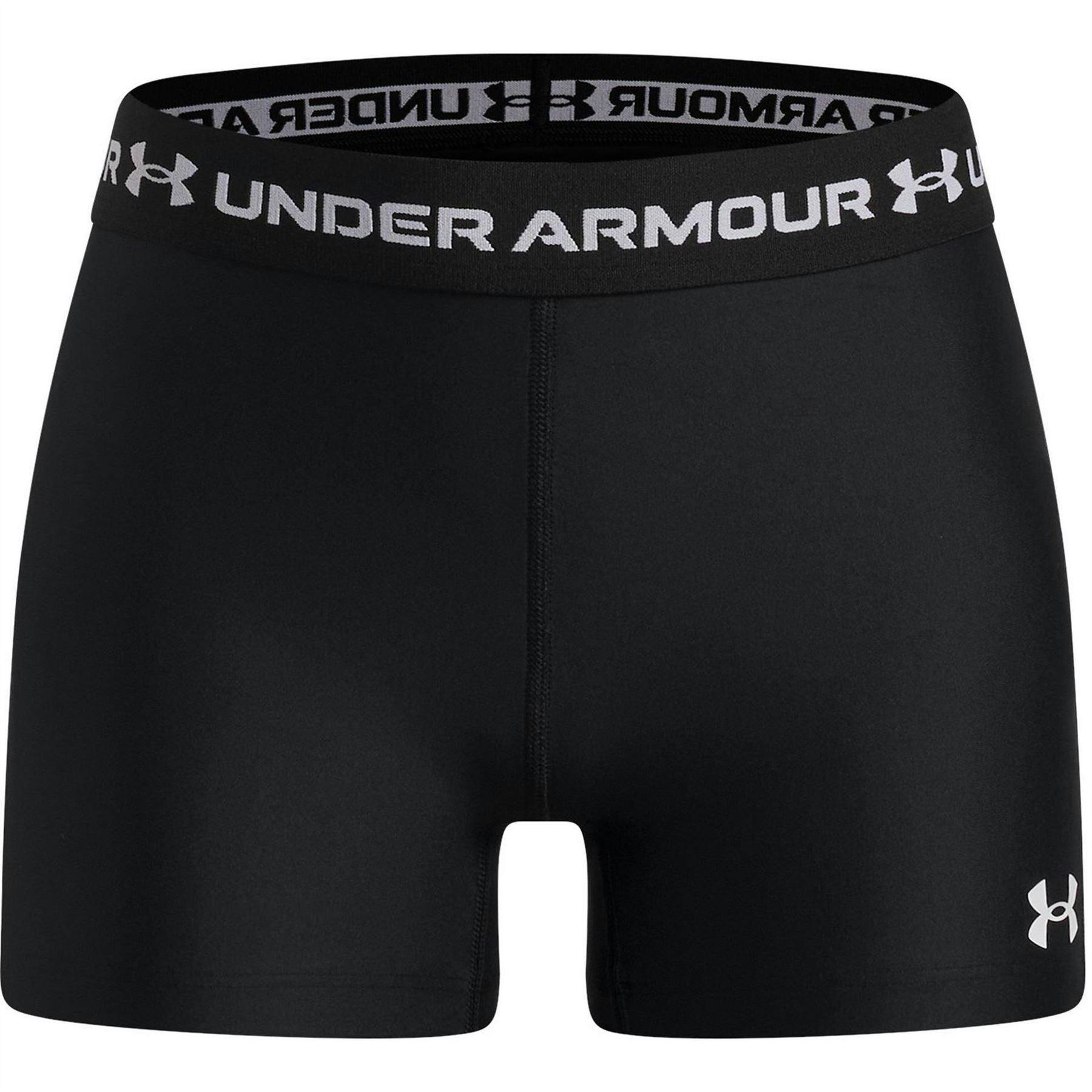Under Armour Girls Black/White Heatgear Workout Compression Shorts - 13 Years - 87% Polyester/13% Elastane