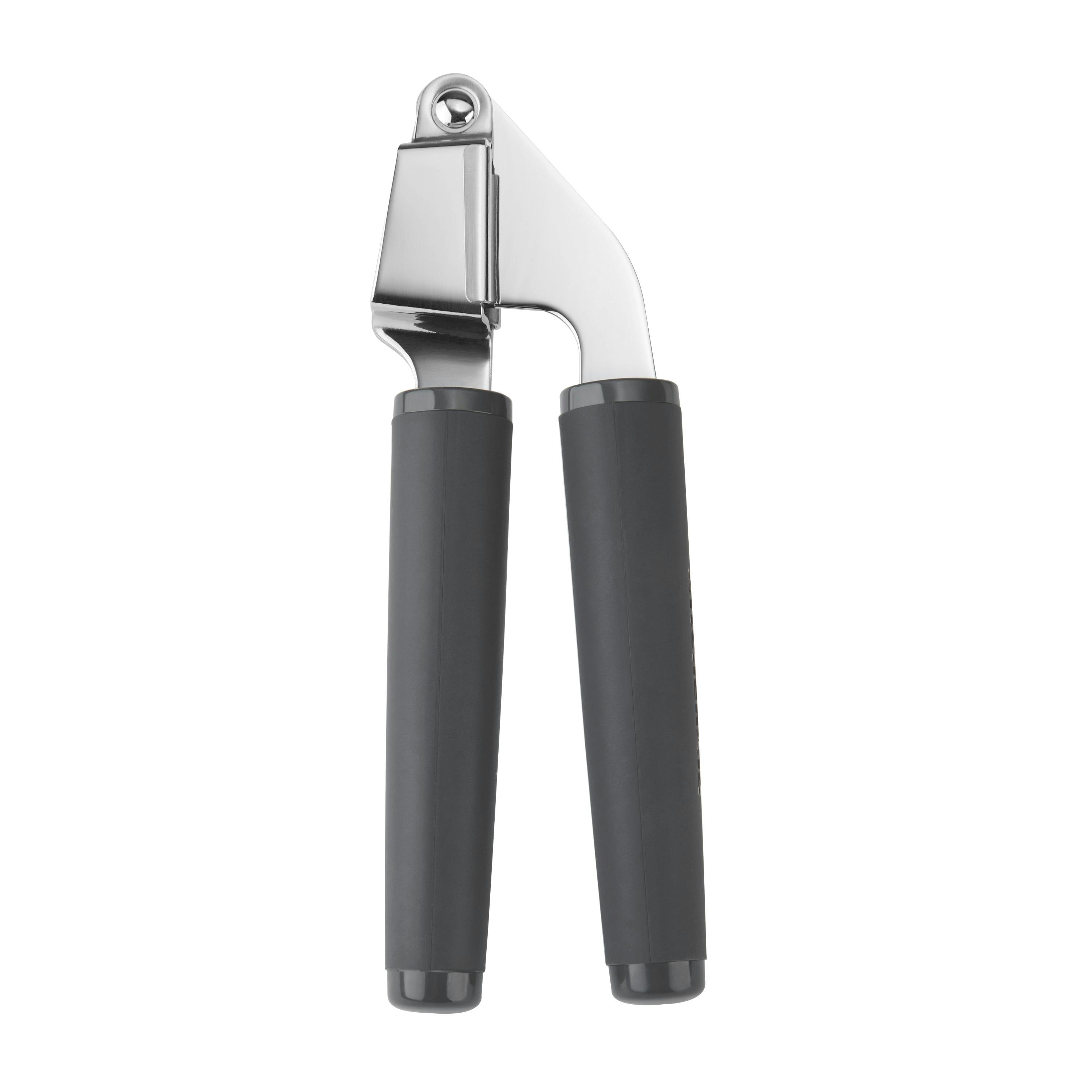 Rackhams Grey Soft Grip Garlic Press - Charcoal - Stainless Steel - Garlic Press