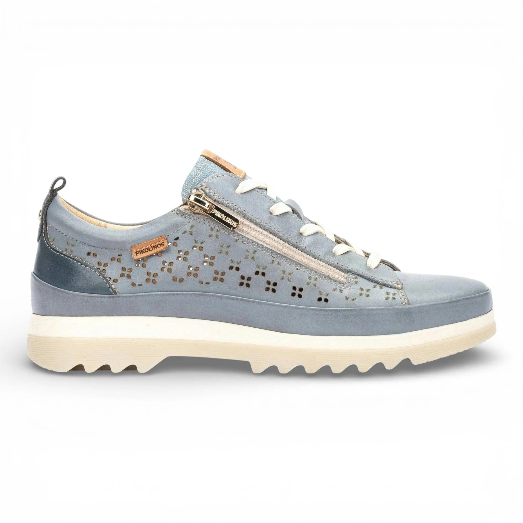 Pikolinos Women's Blue Vigo - ’S Denim Leather Lace Up Zip Sneakers - Eu 40