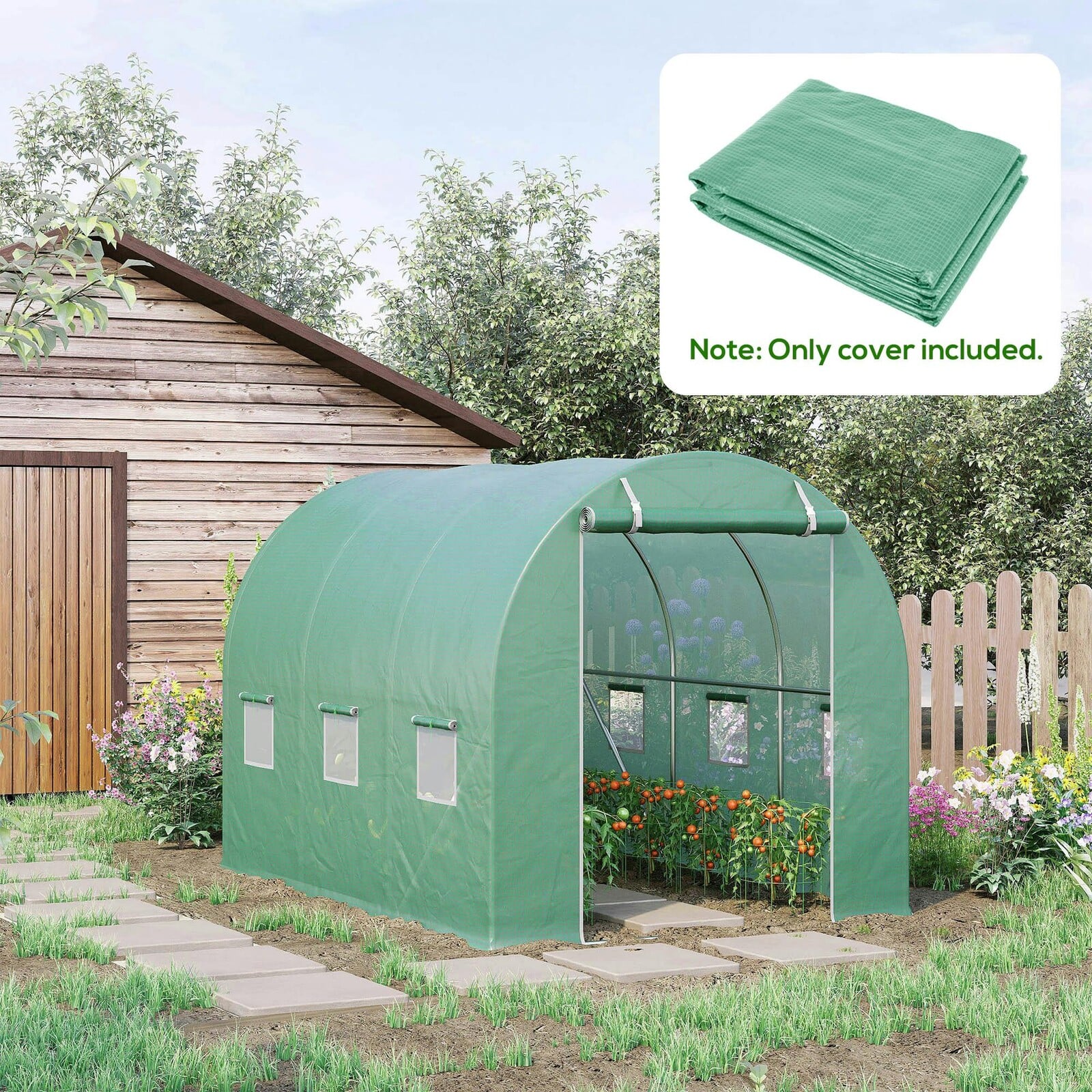 Outsunny Unisex Light Green Greenhouse Replacement Cover Only For Tunnel Greenhouse In - Image 3