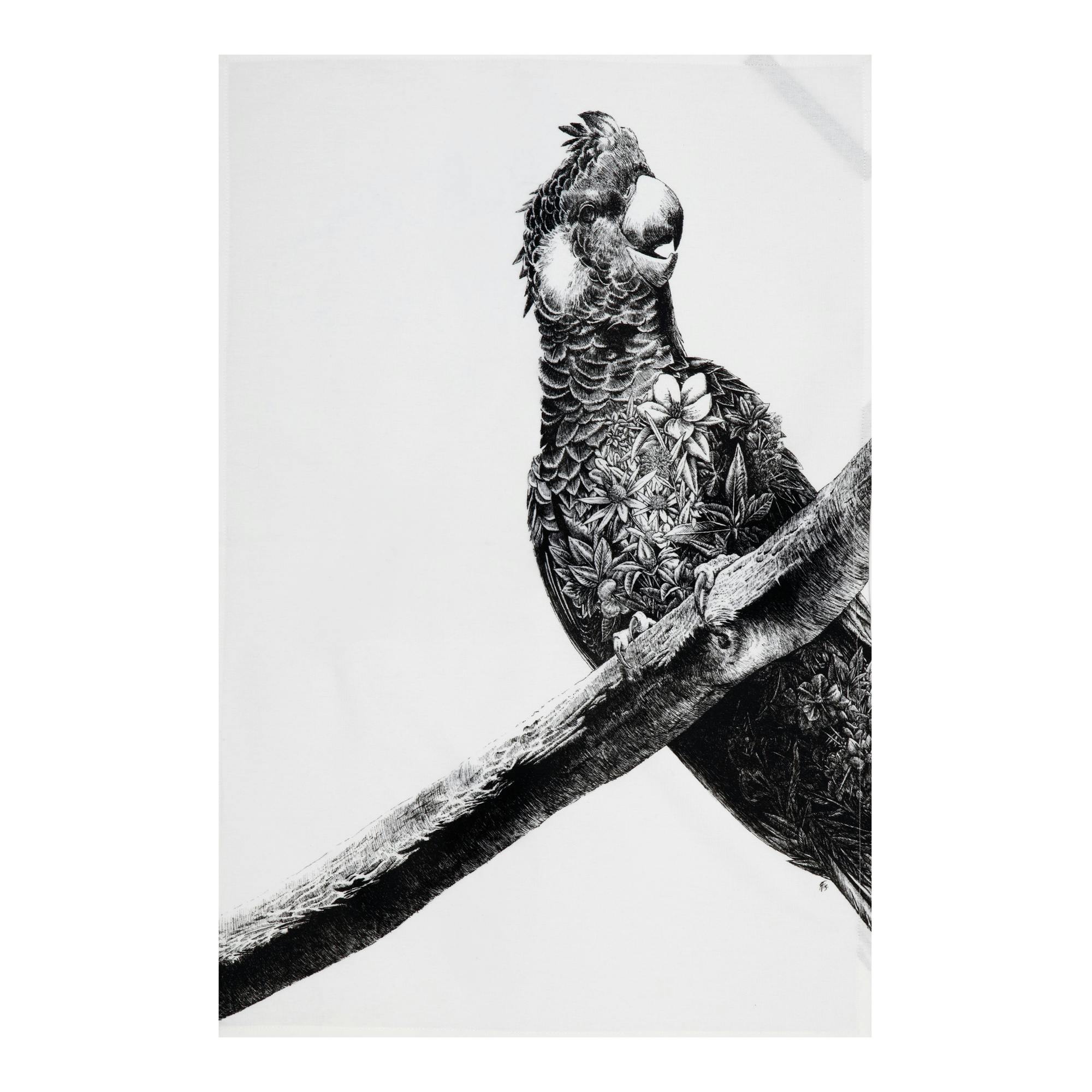 Rackhams White Marini Ferlazzo Cockatoo Tea Towel - Cotton - Tea Towel