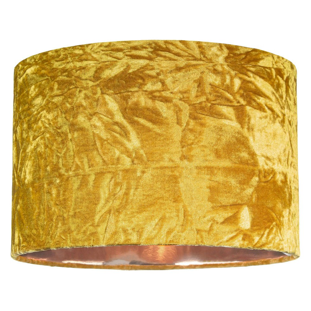 Happy Homewares Light Modern Ochre/Mustard Crushed Velvet 14" Table/Pendant Shade With Copper Inner