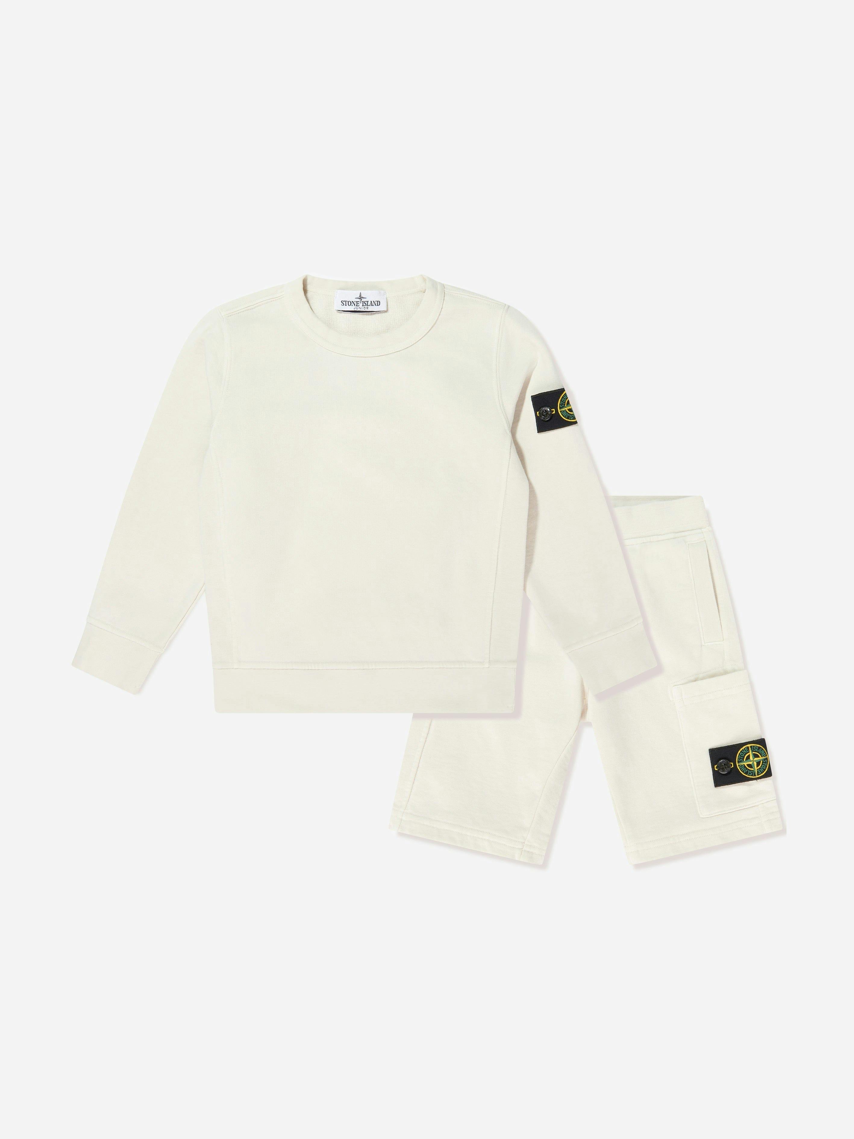 Stone Island Boys Ivory Junior Compass Logo Short Set In - 3 Yrs