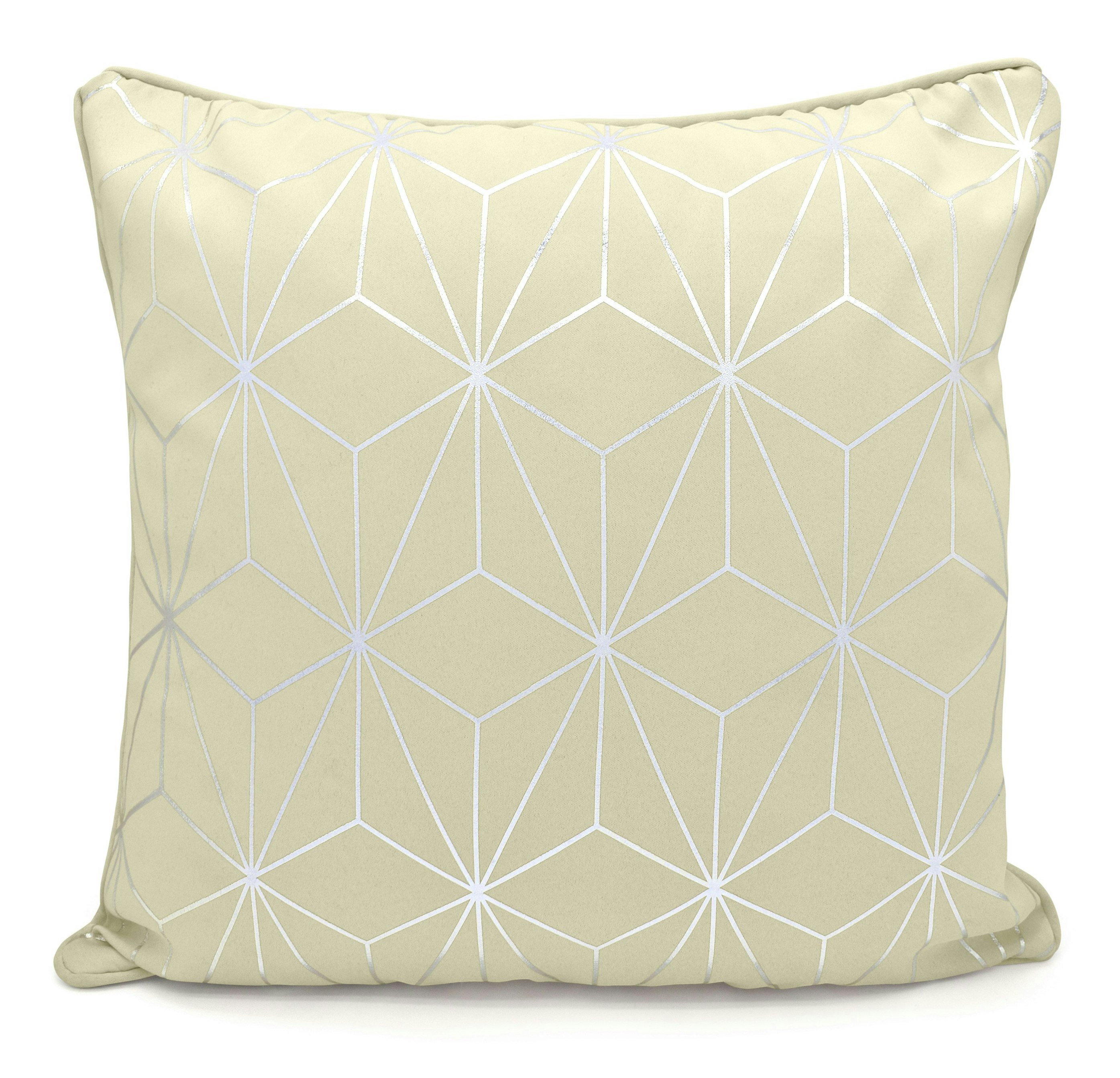 Velosso Cream Modern Geomtric Foil Print Cushion - 43Cm X 43Cm