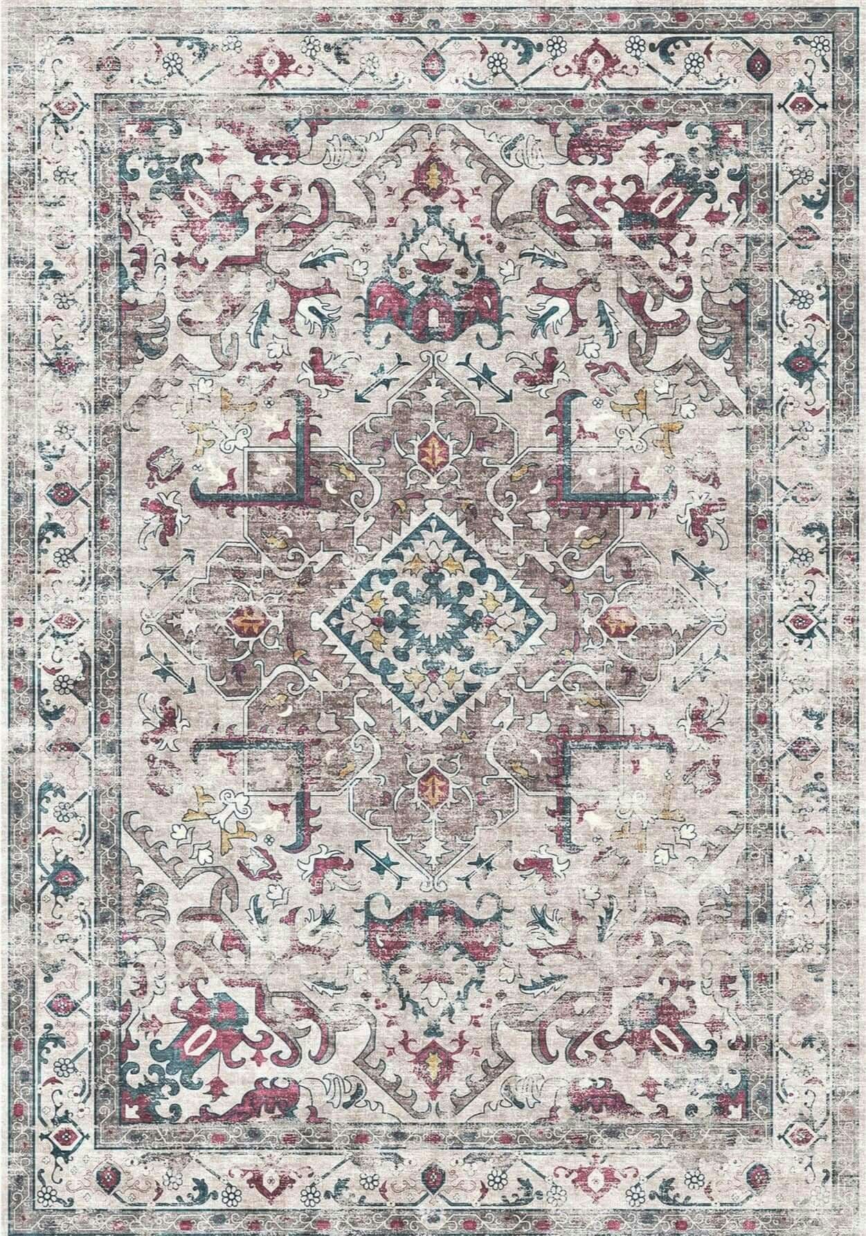 THE RUGS Bahala Vintage Washable Rug - Ultra Soft Polyamide Non Slip Design in Light Beige | Size: 160cm x 230cm - Image 3