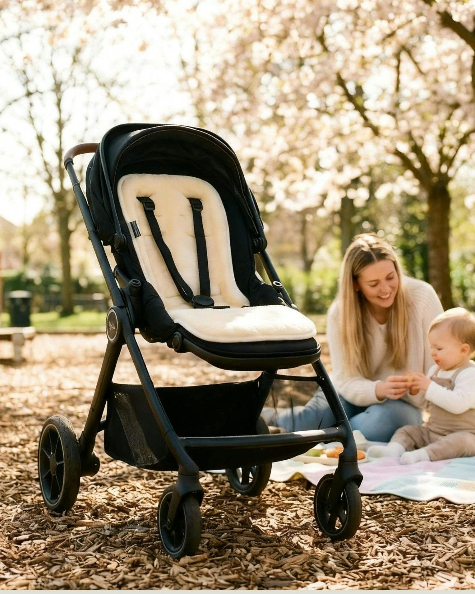 Naturally Sheepskins Grey Baby Sheepskin Pram Liner 'The Original' - Chocolate