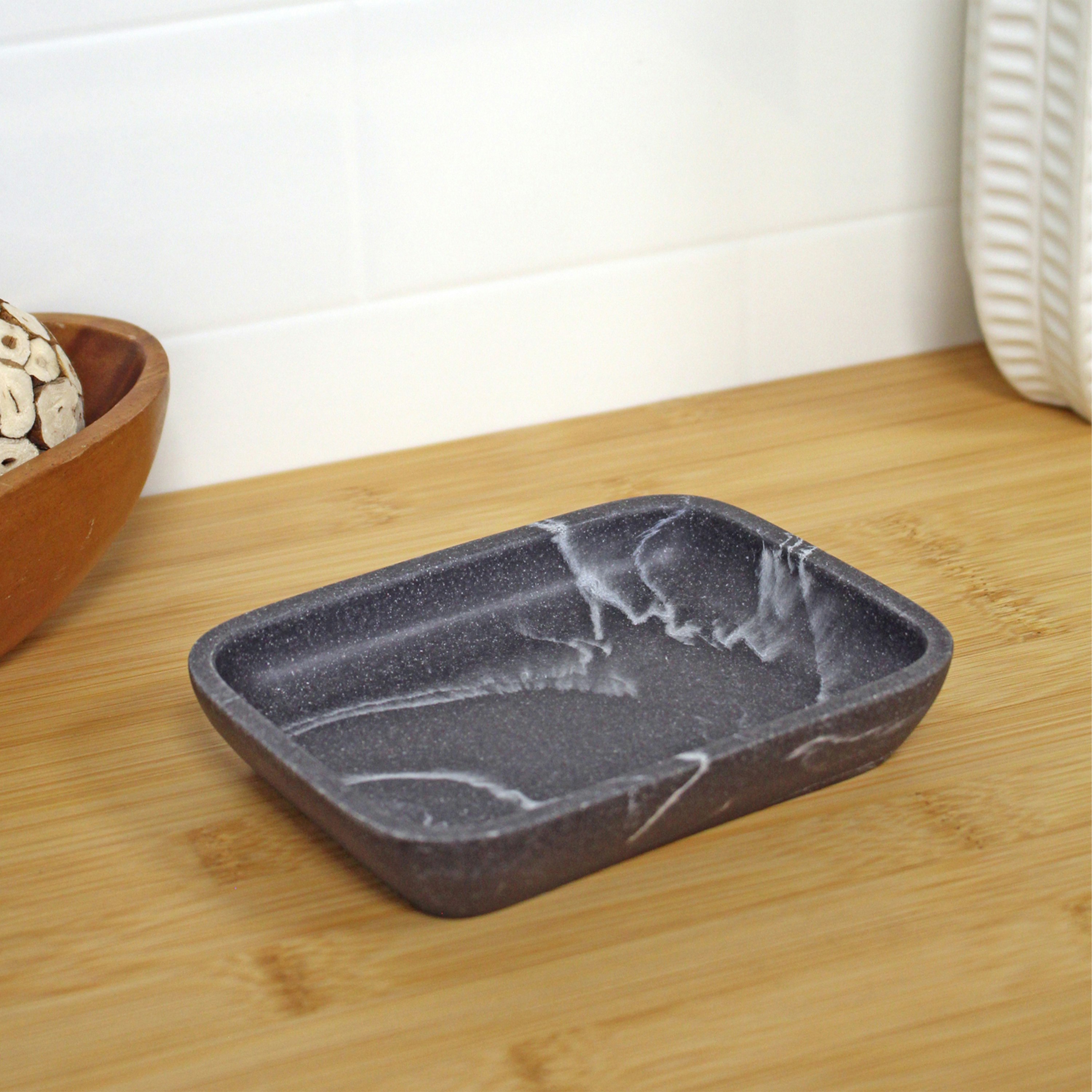 Rackhams Grey Octavia Marble & Chrome Soap Dish