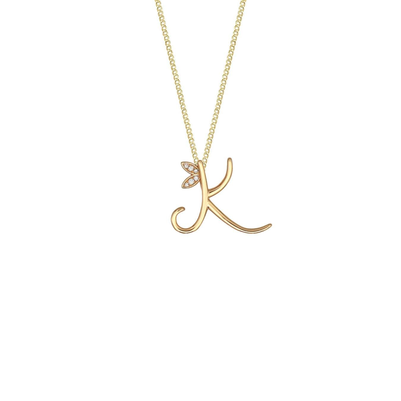 Say It With Yellow/Gold Winged Diamond Initial Necklace - K