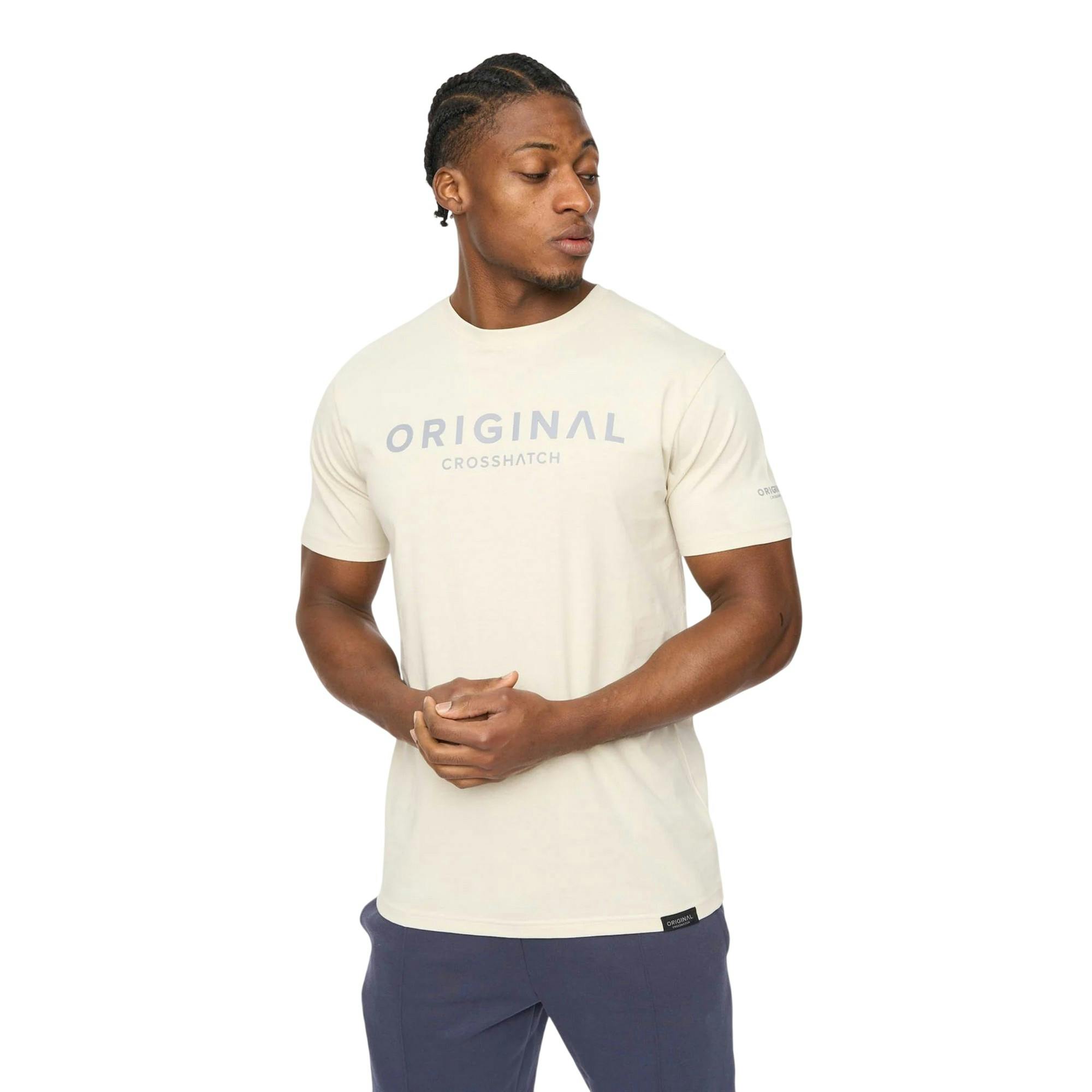 Crosshatch Men's Bardon Cotton T-Shirt - Neutral - L - Neutral - 100% Cotton