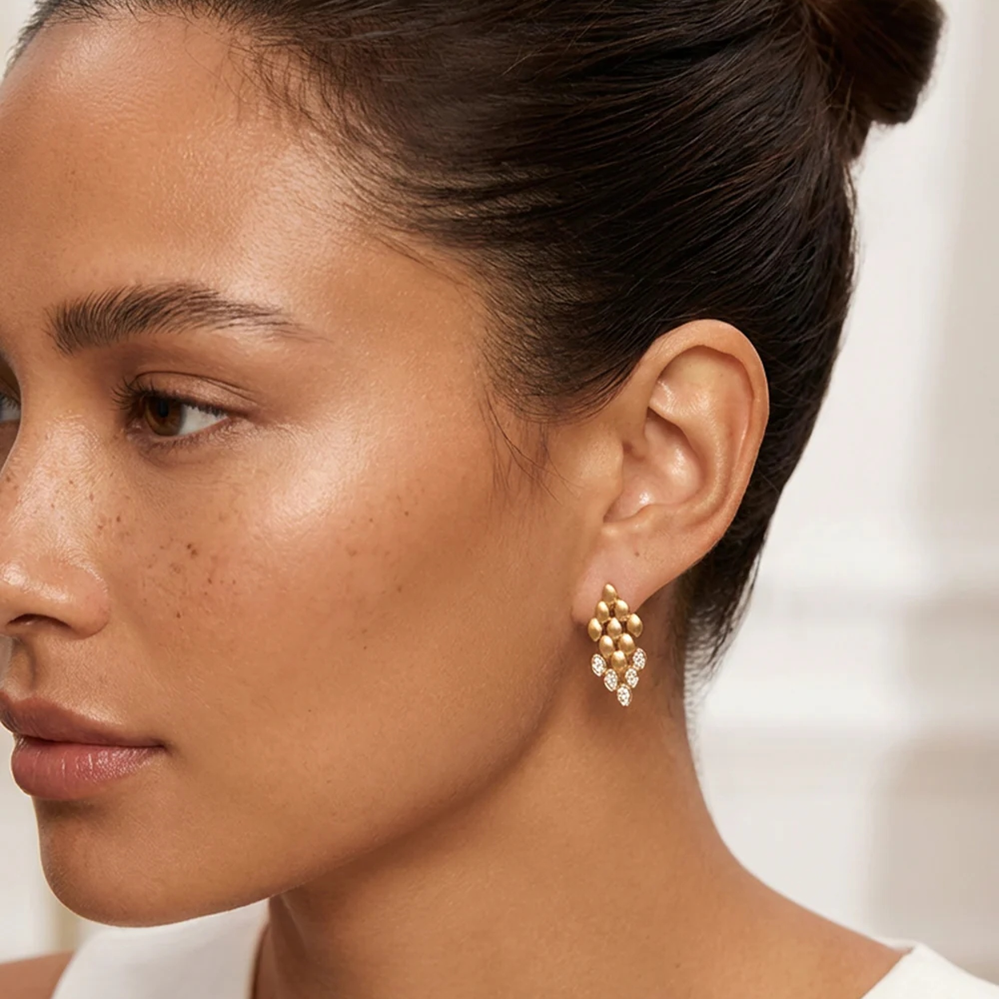 Muchv Gold Statement Cascade Stud Earrings In 18K