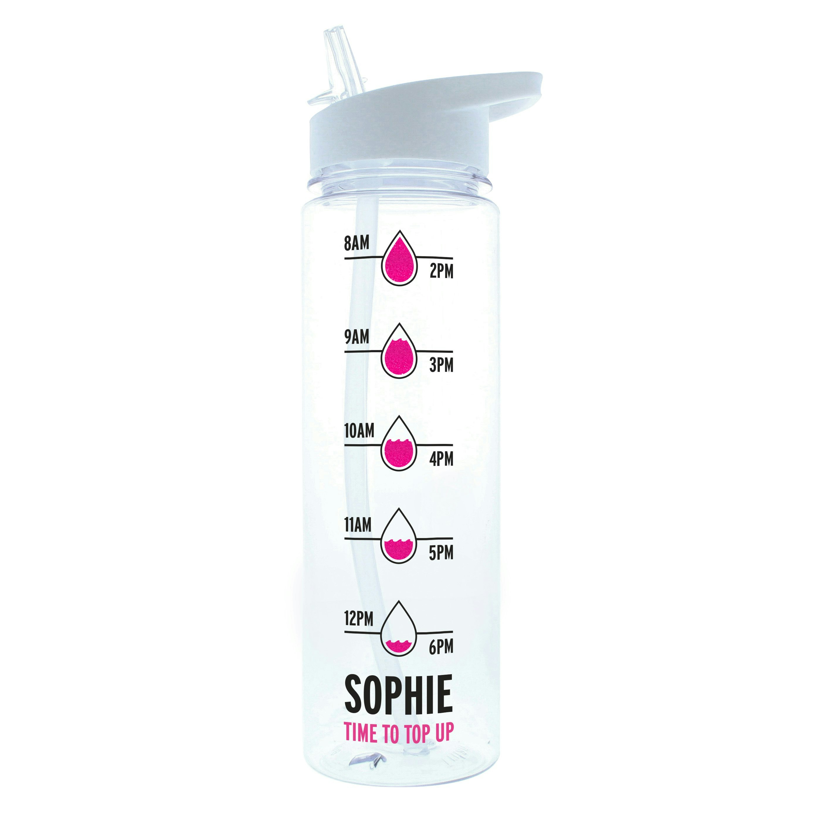 Rackhams Pink Personalised 'Hydration Tracker' Water Bottle