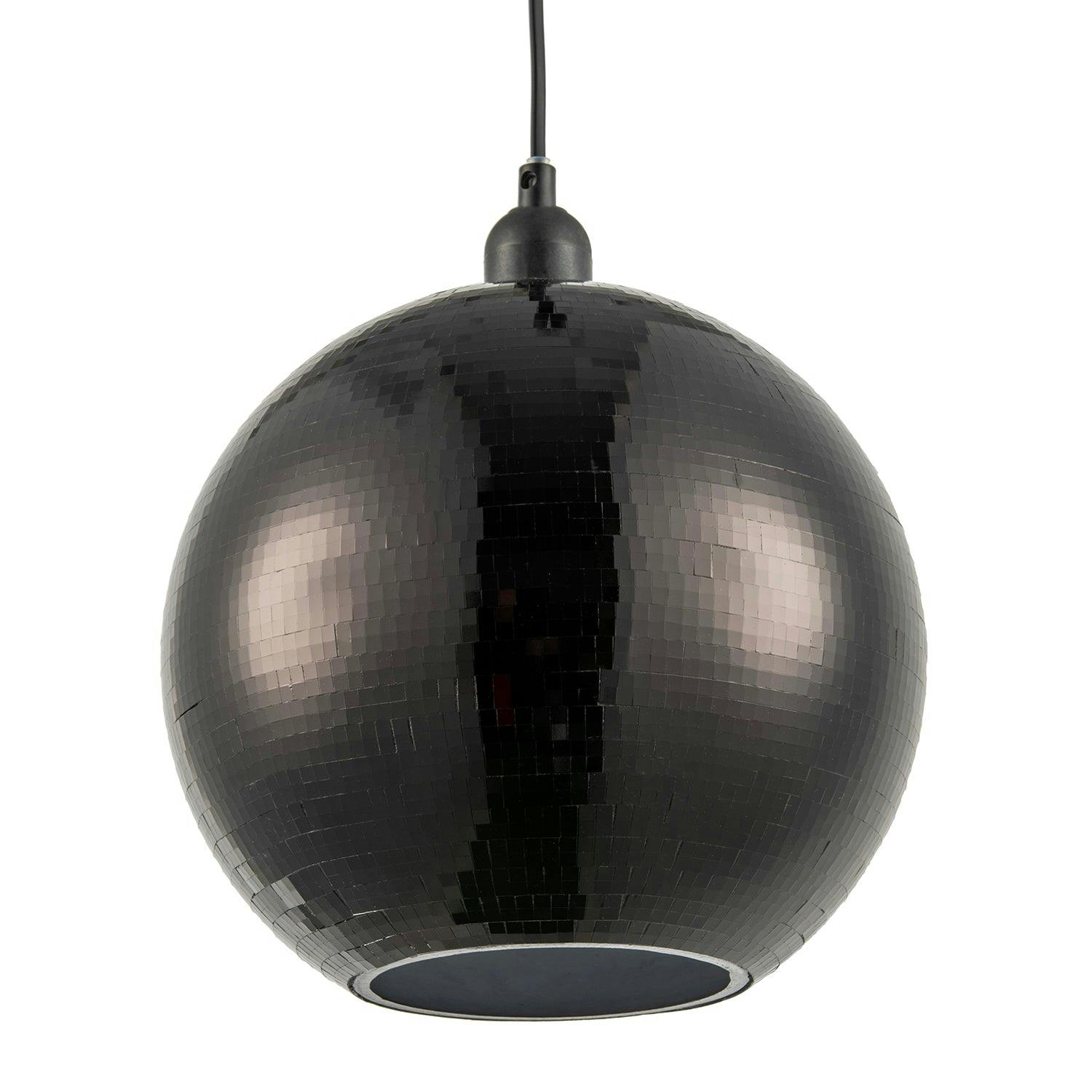 Happy Homewares Black Modern Shiny Disco Mosaic Ball In Mirrored Tiles Retro Style