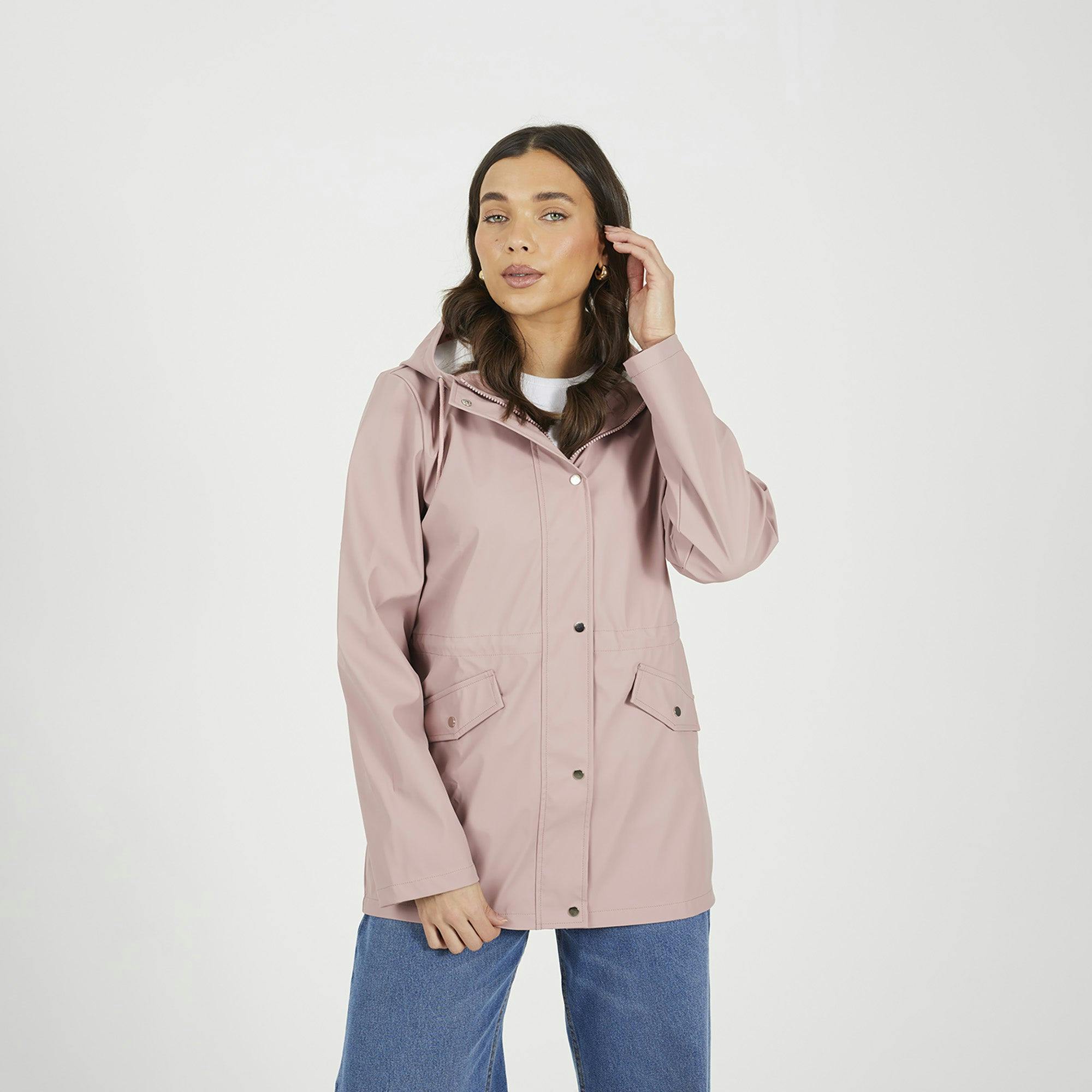 Brave Soul Pink Hooded Rain Mac - Pale - Pale - 10