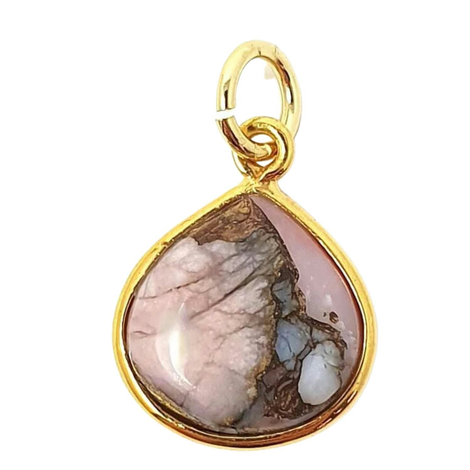 Harfi Gold 18Ct Vermeil Round Opal October Birthstone Bezel Pendant