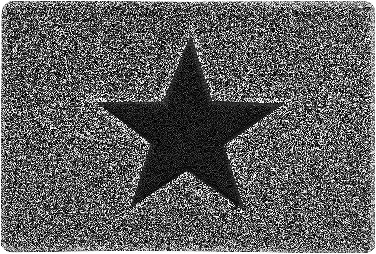 Nicoman Black Inlay Star Doormat - Charcoal With Star - 75Cm X 44Cm