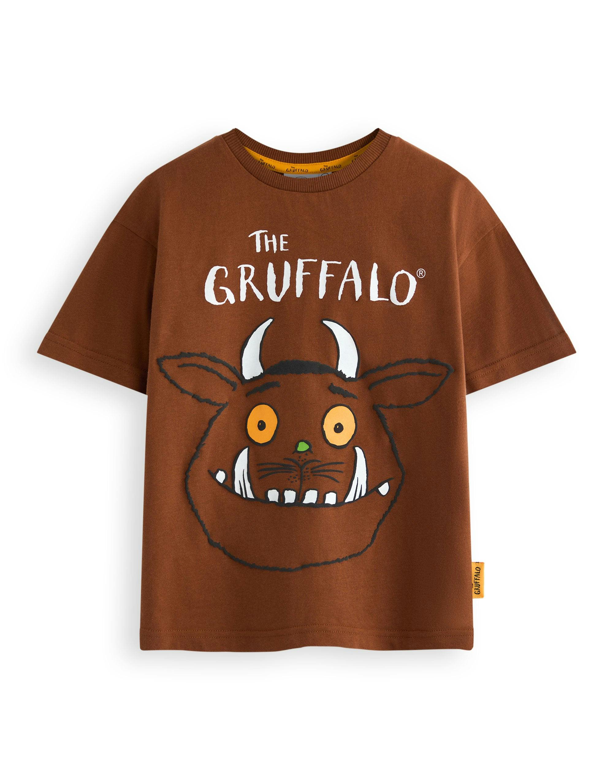 Vanilla Underground Unisex Brown Gruffalo & Friends Kids Big Face Short Sleeved T-Shirt - 3-4 Years