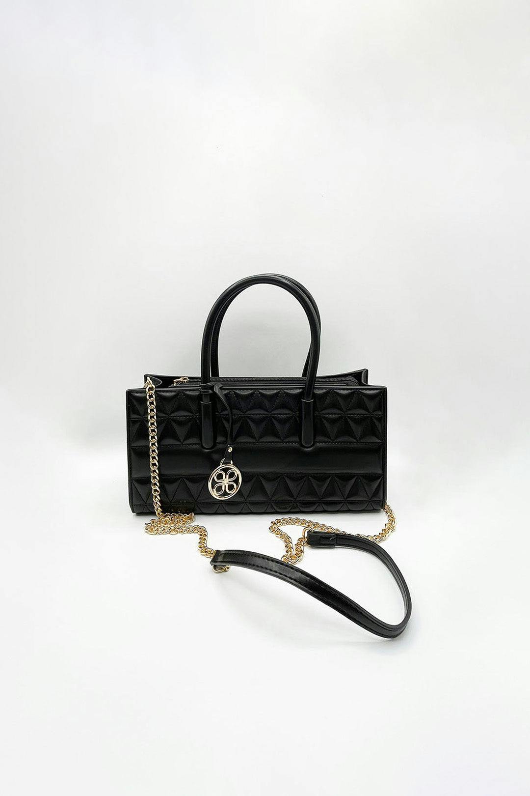 Svnx Women's Black Faux Leather Luxe Quilted Top-Handle Crossbody Bag In - Image 4