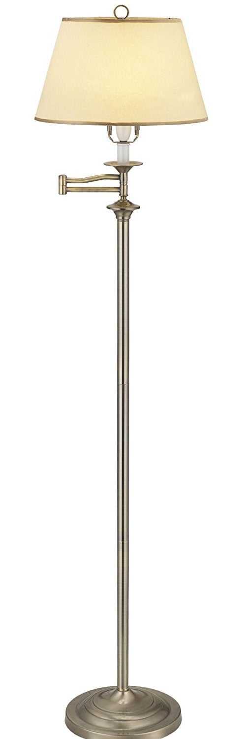 Rackhams Cream Traditional Antique Brass Swing Arm Floor Lamp With Shade
