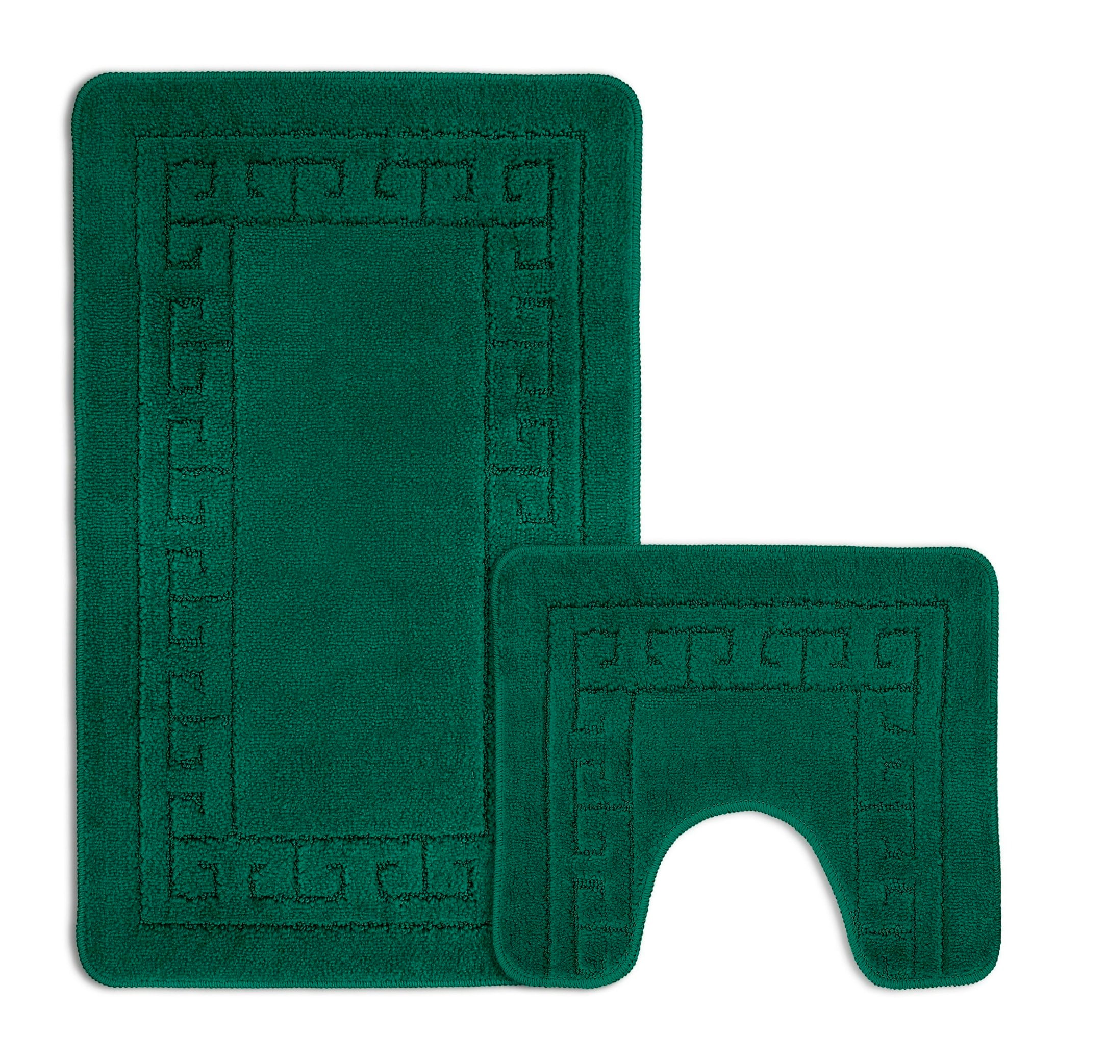 Rackhams Greek Key Bathmat Set - Antislip - Emerald