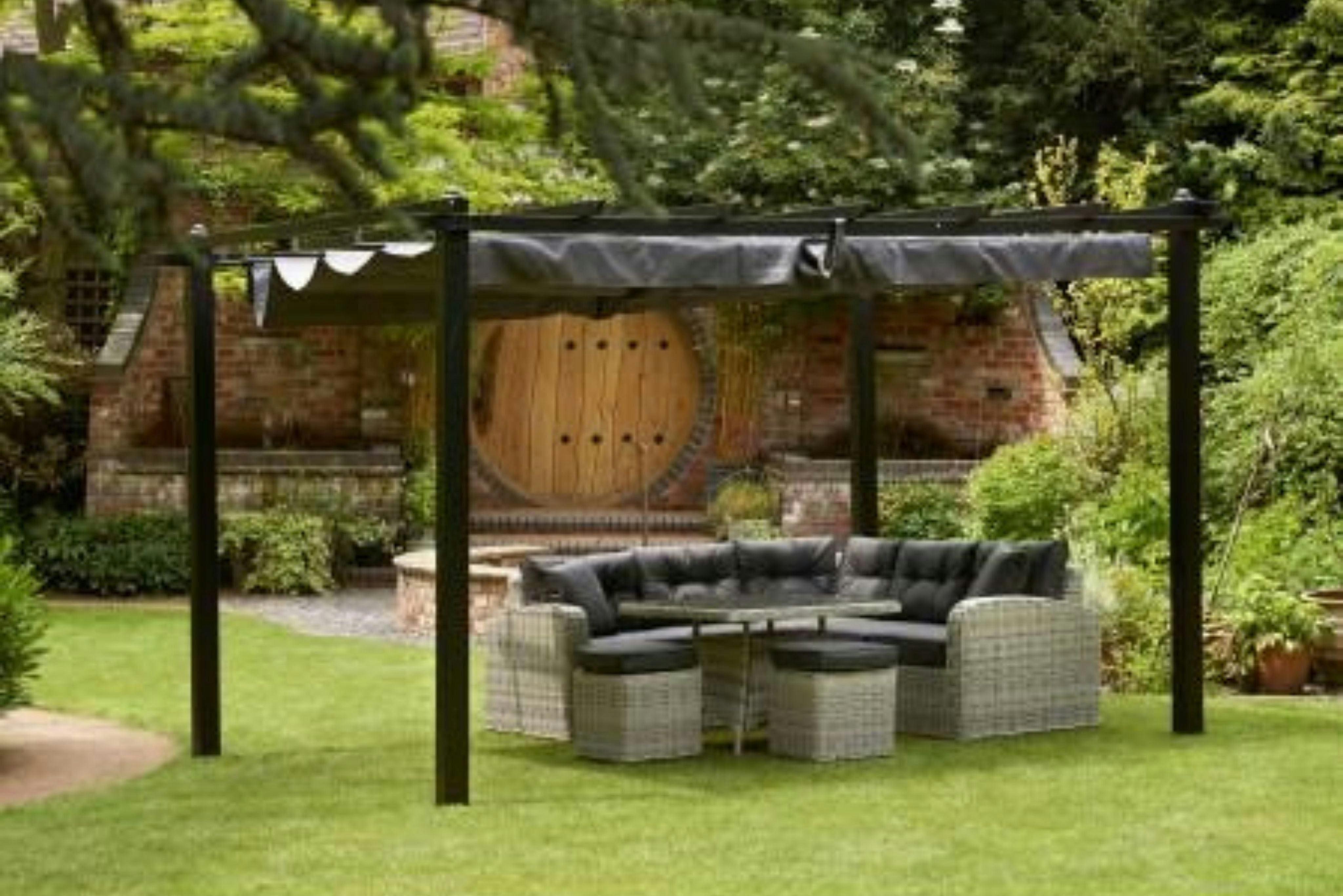 Rackhams Grey Seville Gazebo Single Curtain - 3M X 3M