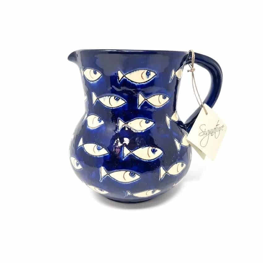 Rackhams Blue/White Signature - & Fish - Large Jug - Fish